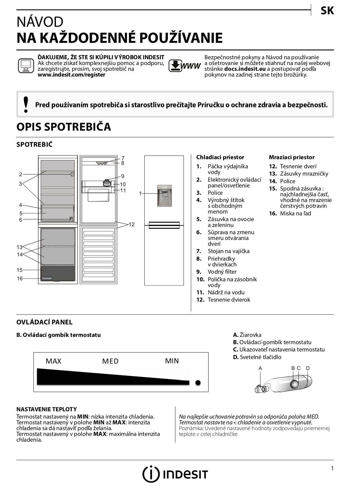 INDESIT LR8 S1 S AQ Daily Reference Guide