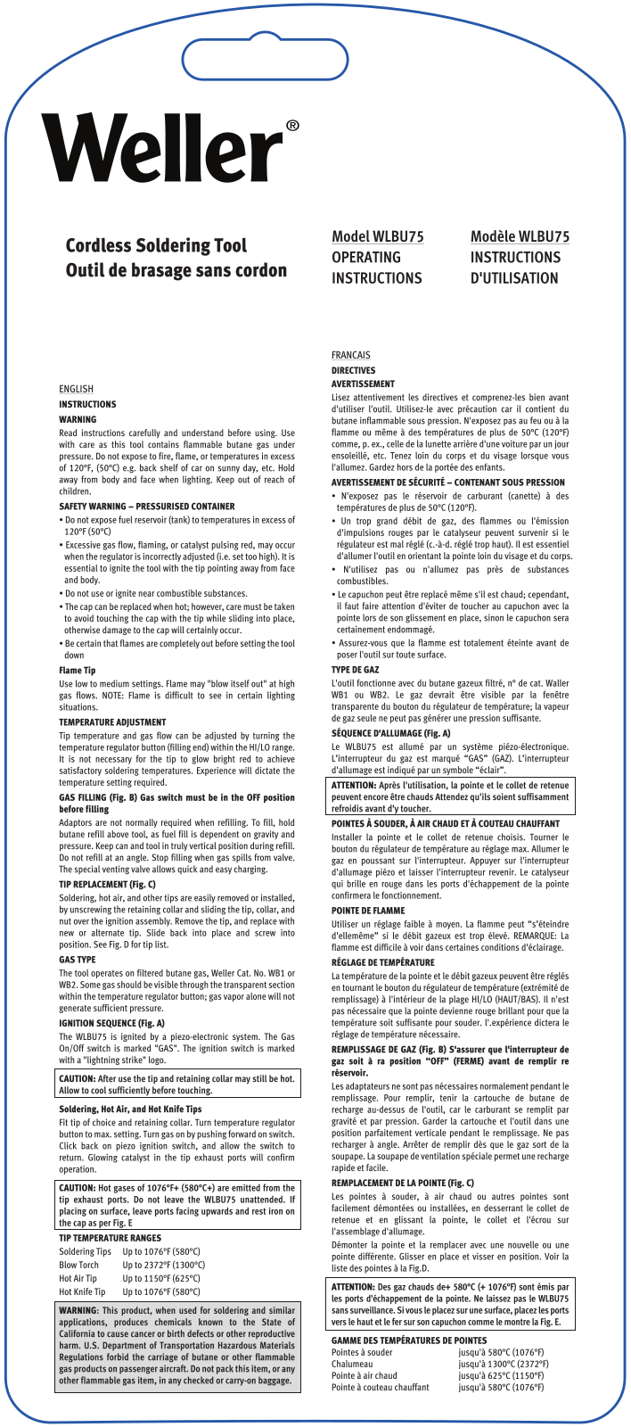 Weller WLBU75 Users Guide - ManualMachine.com