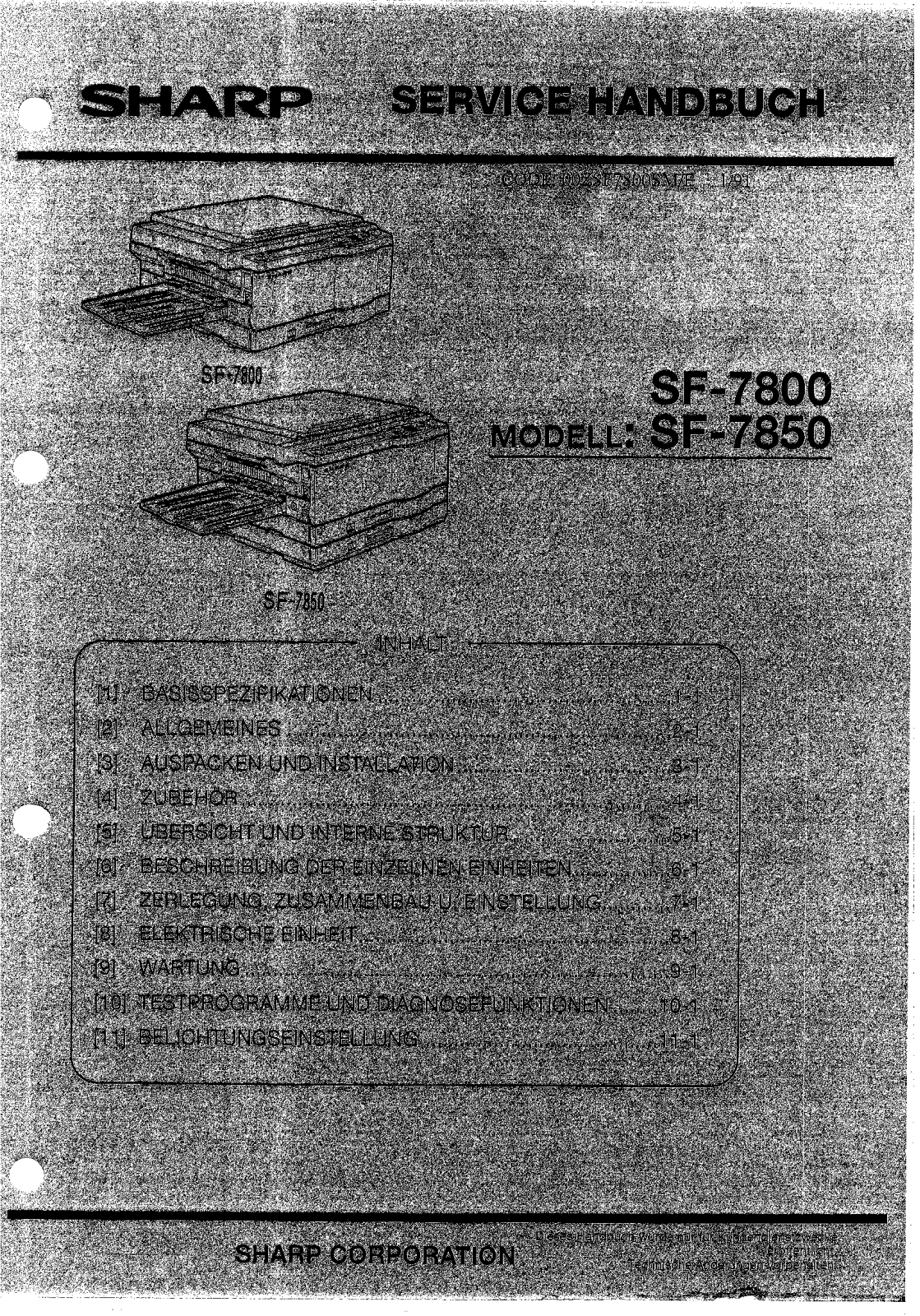 SHARP sf7800smd Service Manual