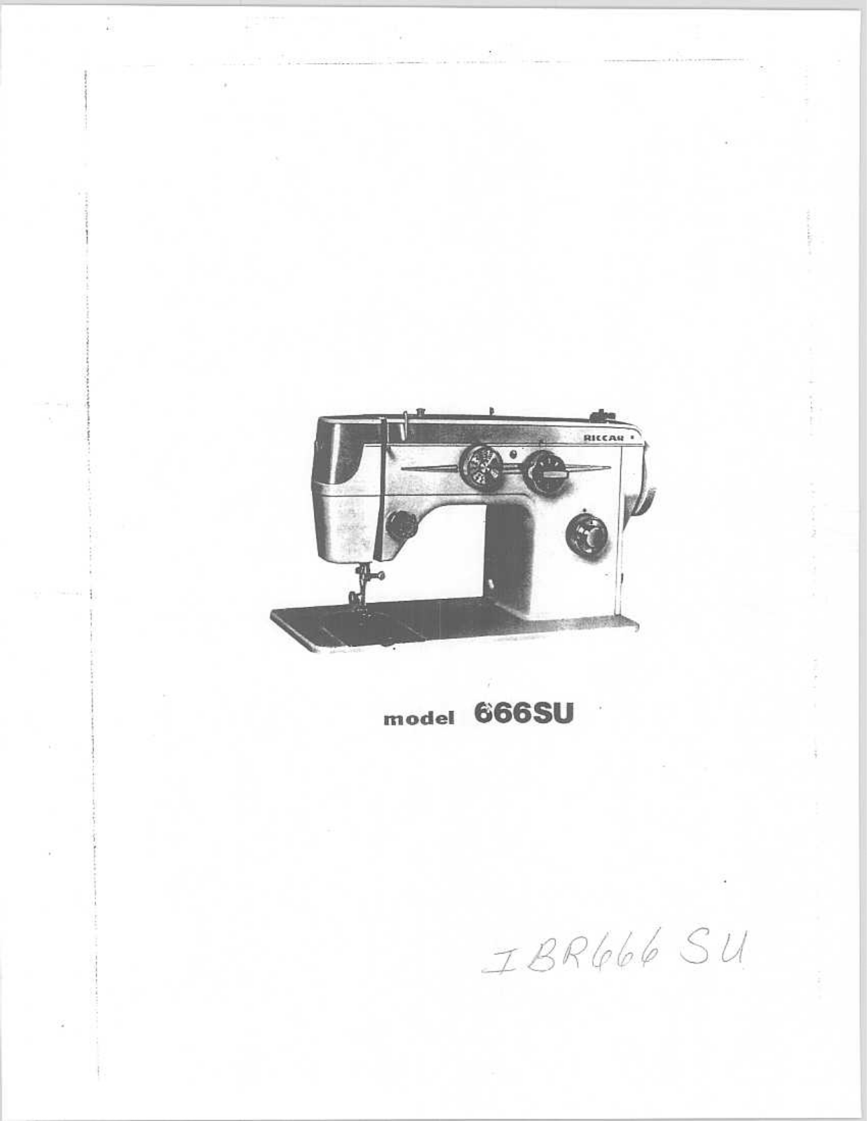 RICCAR 666su Instruction Manual