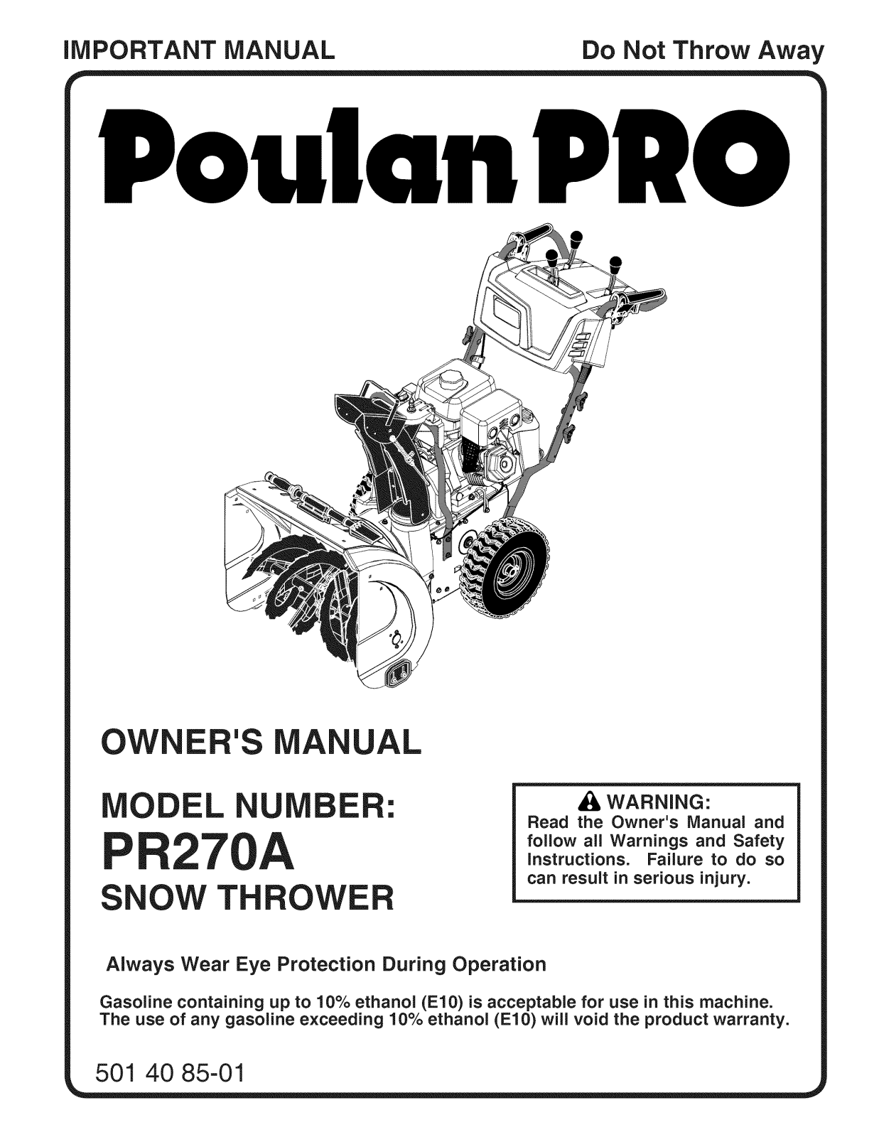 Poulan PR270A-96192009600, 96192009600 Owner’s Manual