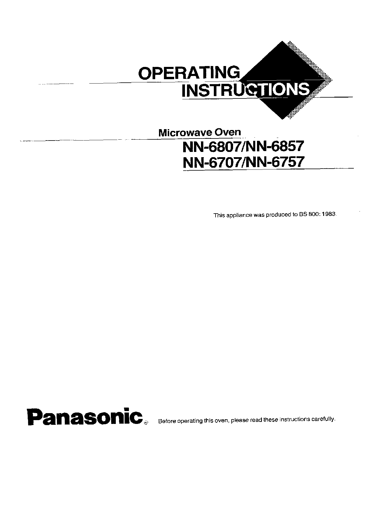 Panasonic NN-6757, NN-6807, NN-6857, NN-6707 User Manual