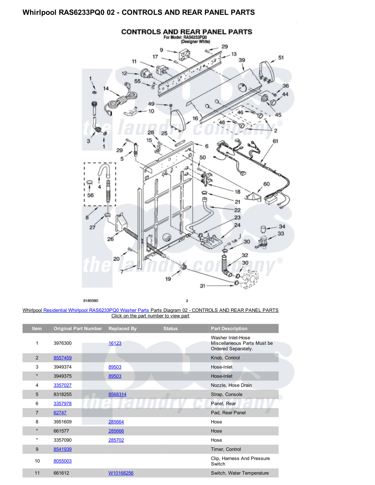 Whirlpool RAS6233PQ0 Parts Diagram