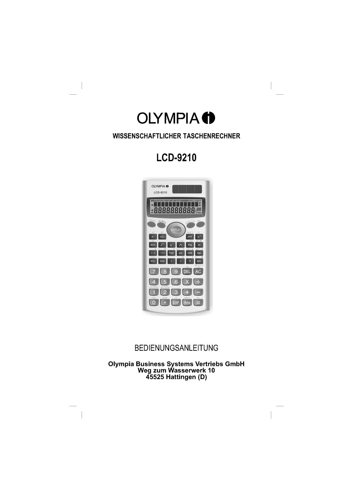 Olympia LCD 9210 User Manual