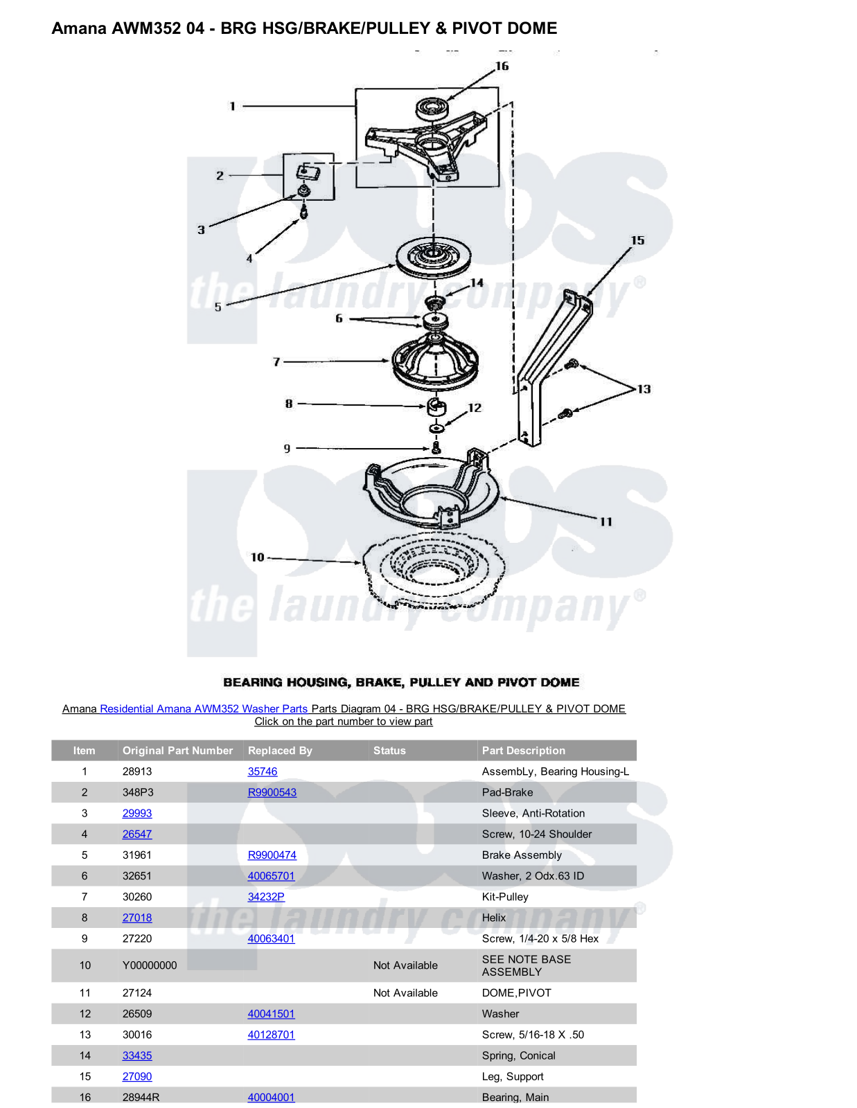 Amana AWM352 Parts Diagram