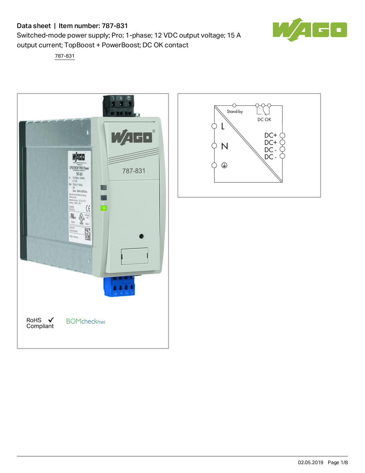 Wago 787-831 Data Sheet