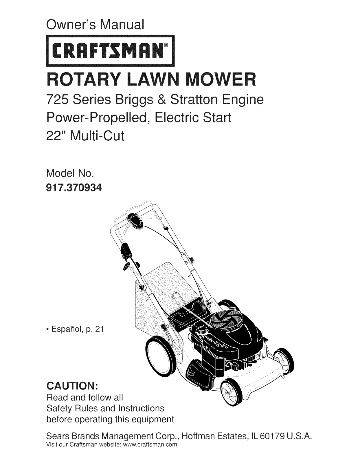 Craftsman 917370934 Owner’s Manual