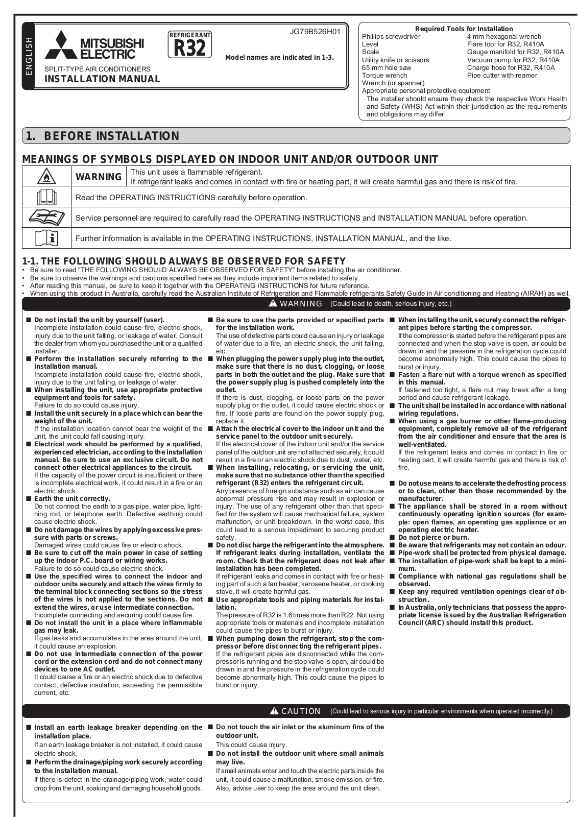 Mitsubishi Electric MSZGL35VGDKIT Installation Guide