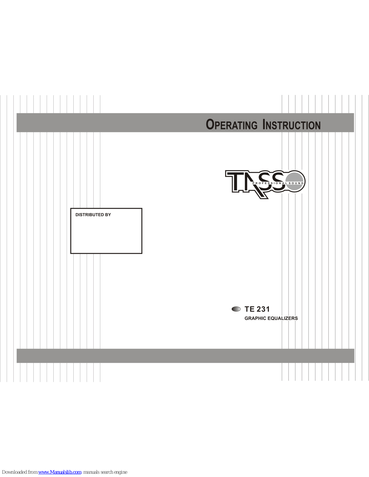 Tasso TE 231 Operating Instructions Manual - ManualMachine.com