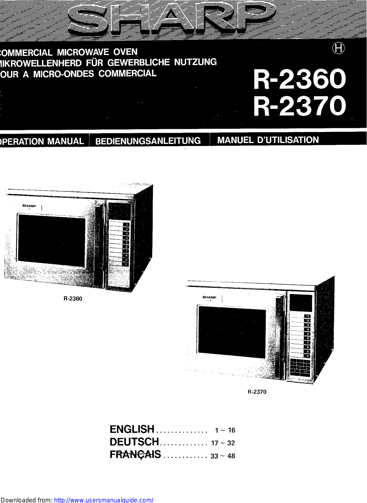 SHARP R-2360/2370 User Manual