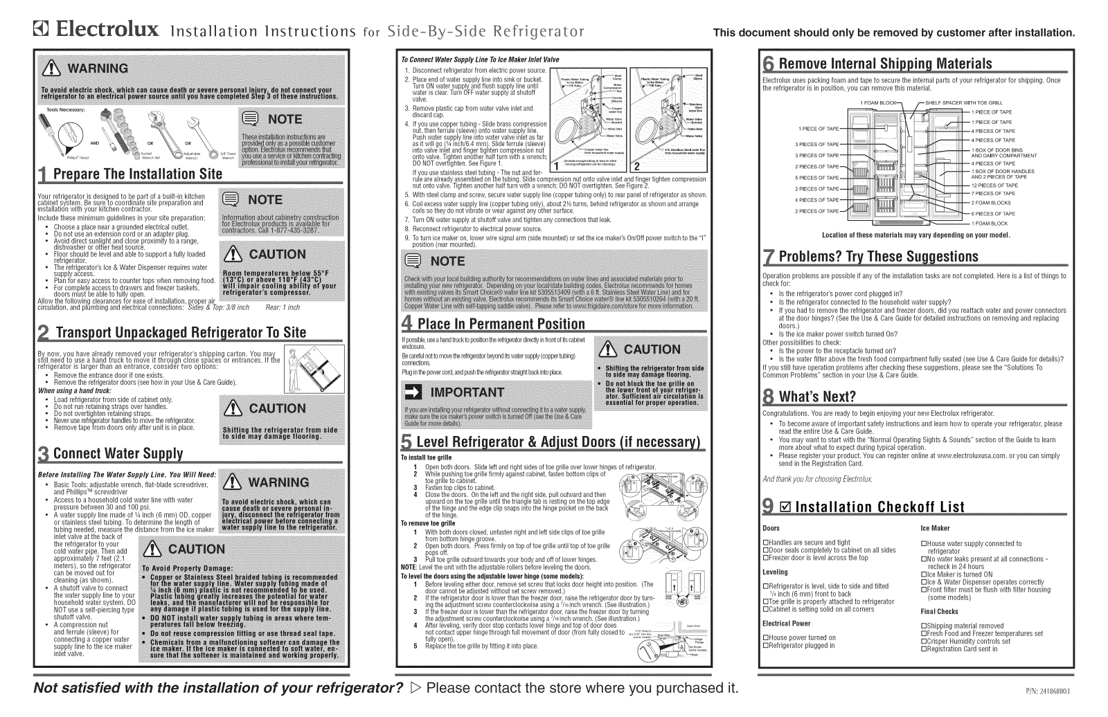 Electrolux EI23CS35KB0, EI23CS35KB1, EI23CS35KB2, EI23CS35KS0, EI23CS35KS1 Installation Guide - ManualMachine.com