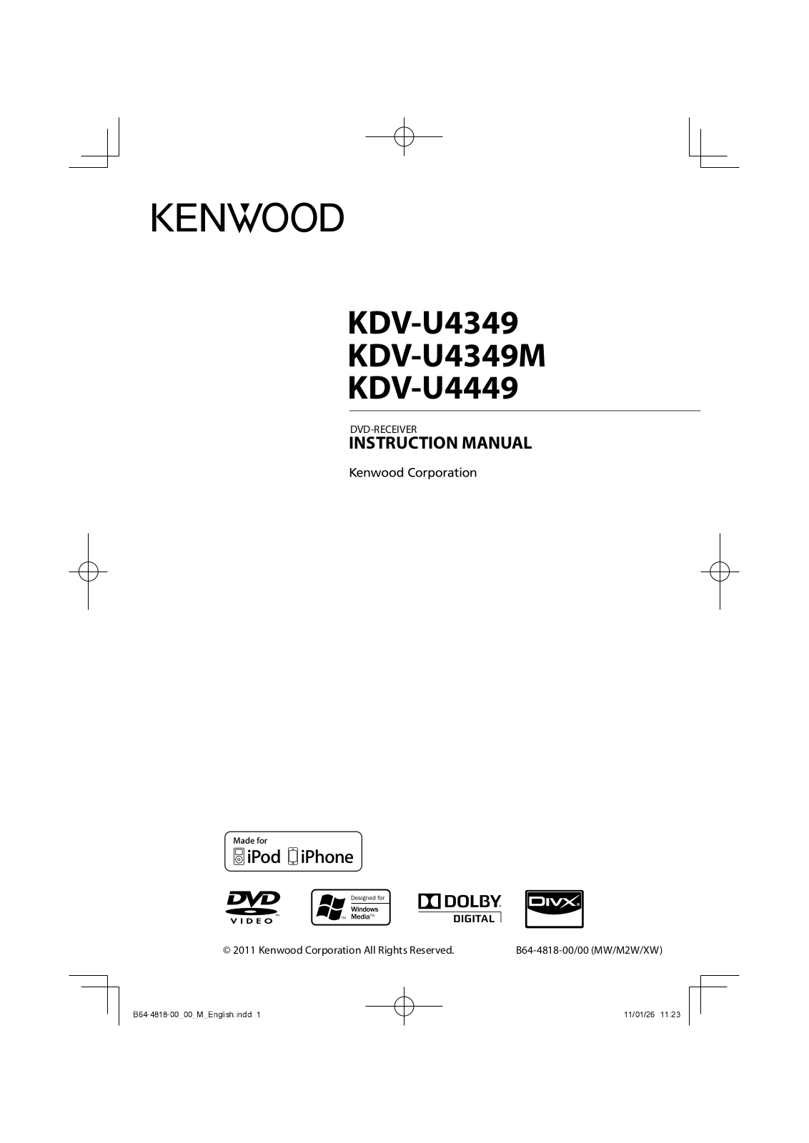 Kenwood KDV-U4449, KDV-U4349M, KDV-U4349 User Manual