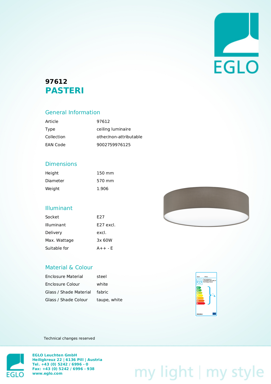 Eglo 97612 Service Manual