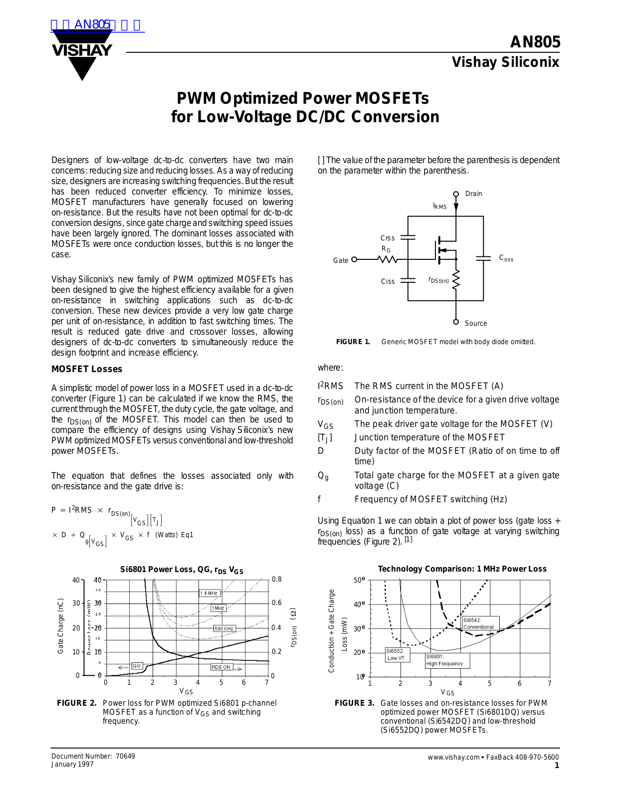 VISHAY AN805 Technical data