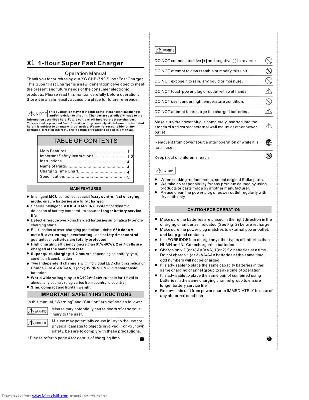 X1 CHB-7N9 Operation Manual