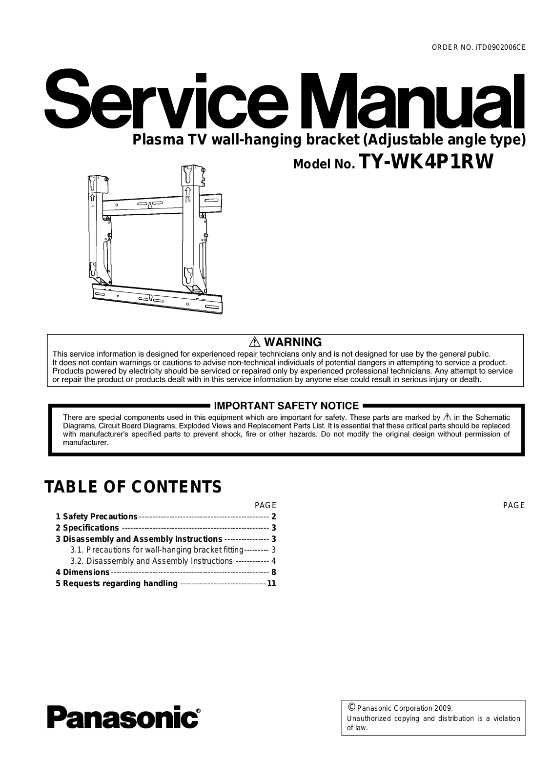 Panasonic TY-WK4P1RW Service Manual