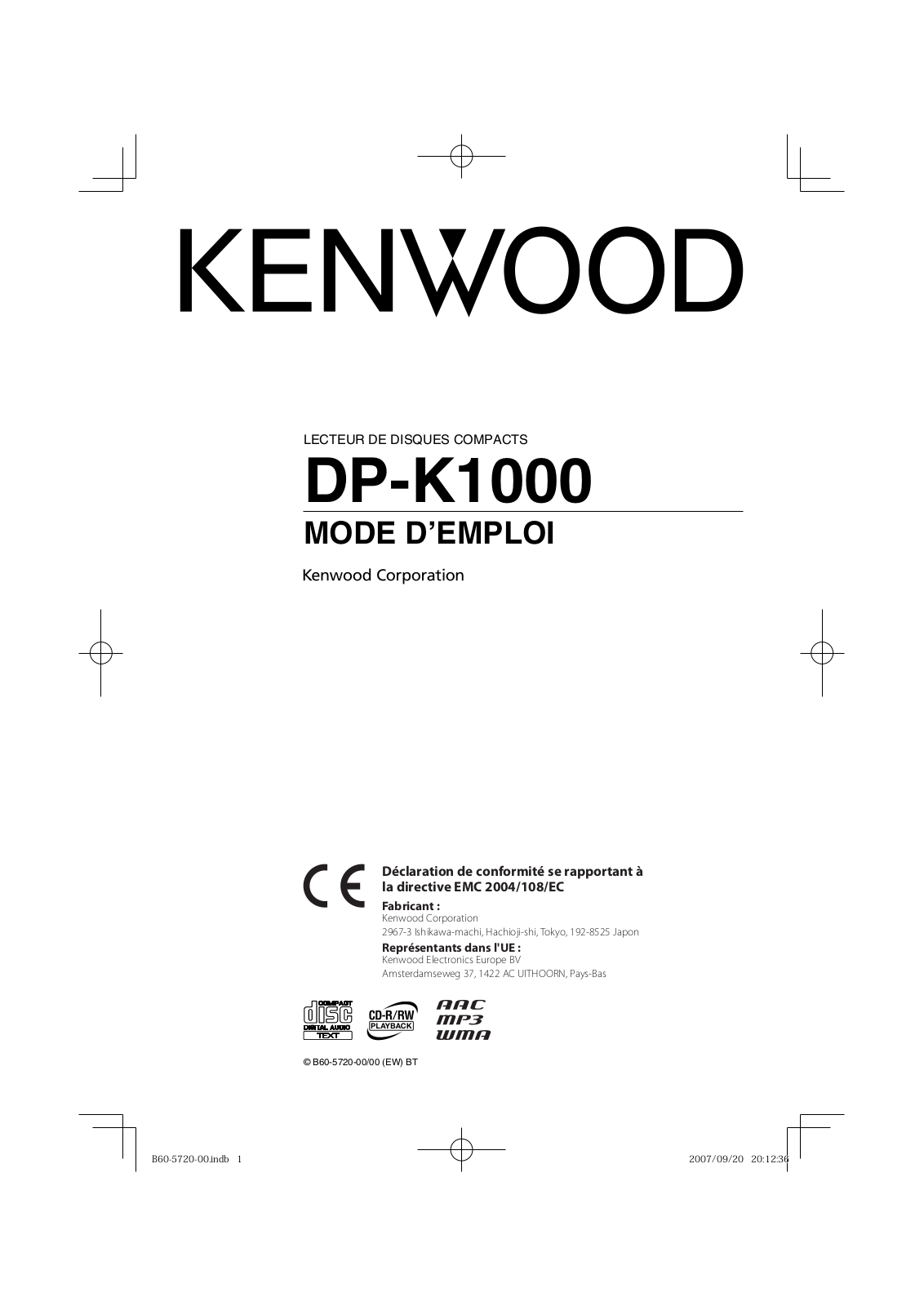 Kenwood DP-K1000 User Manual