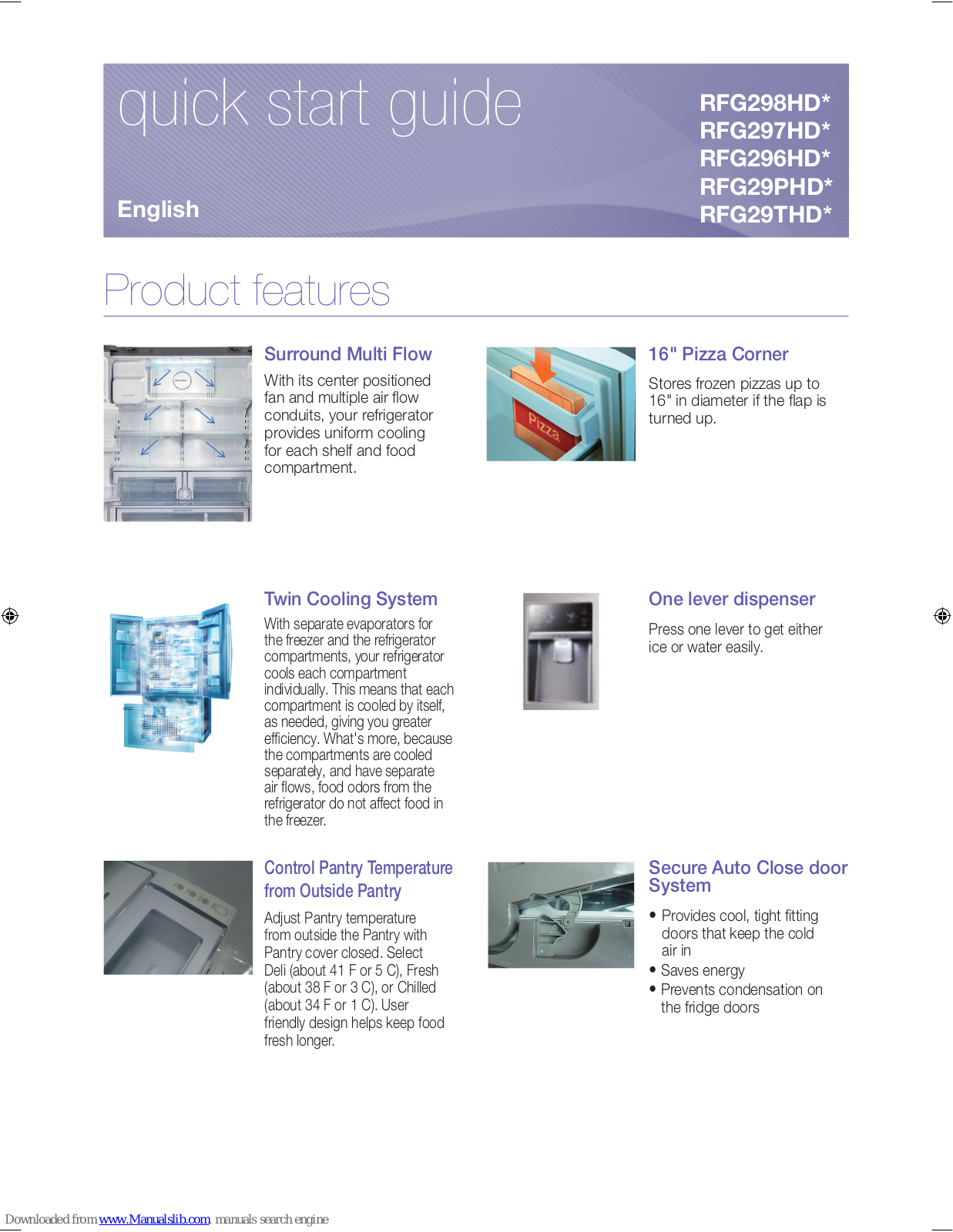 Samsung RFG296HDPN, RFG297HDPN, RFG296HDWP, RFG297HDBP, RFG297HDRS Quick Start Manual