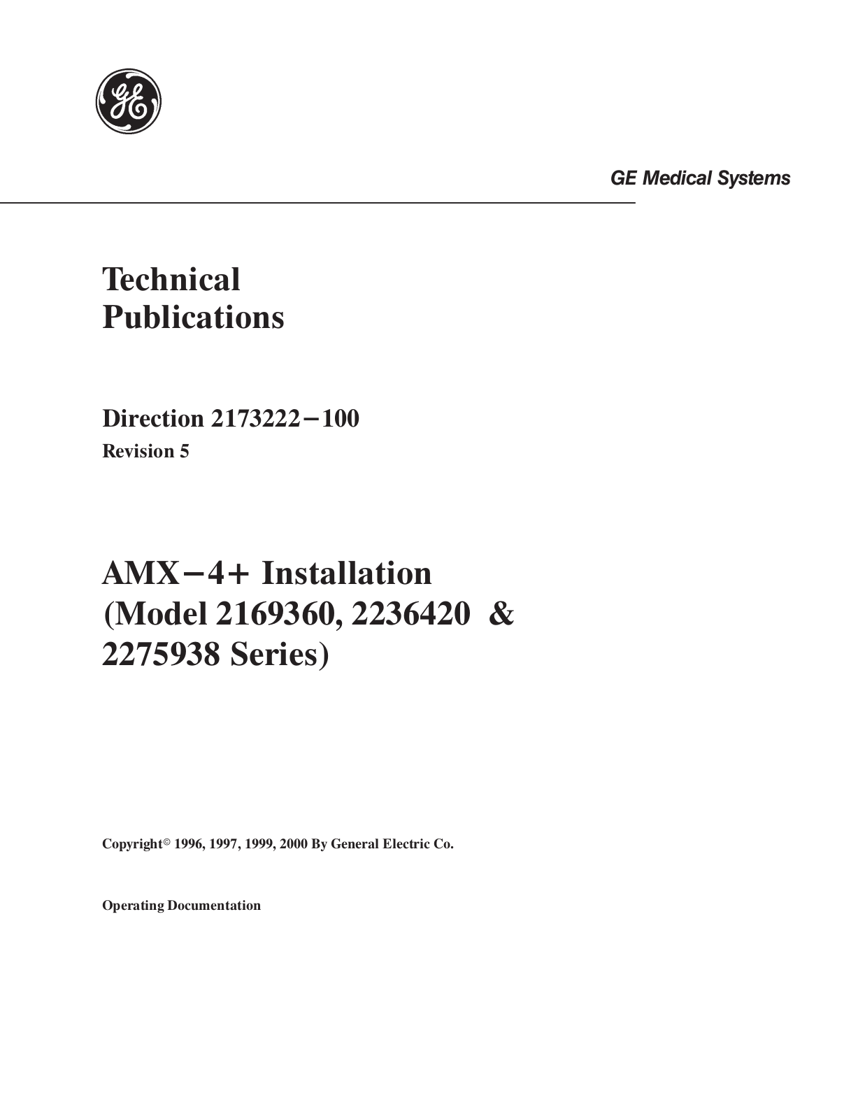 GE AMX 4 Plus Service manual