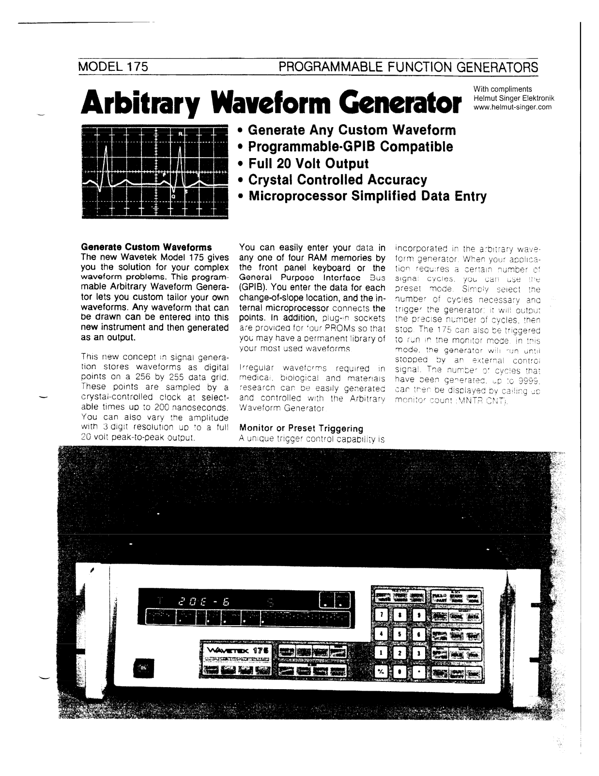 Wavetek 175 Datasheet