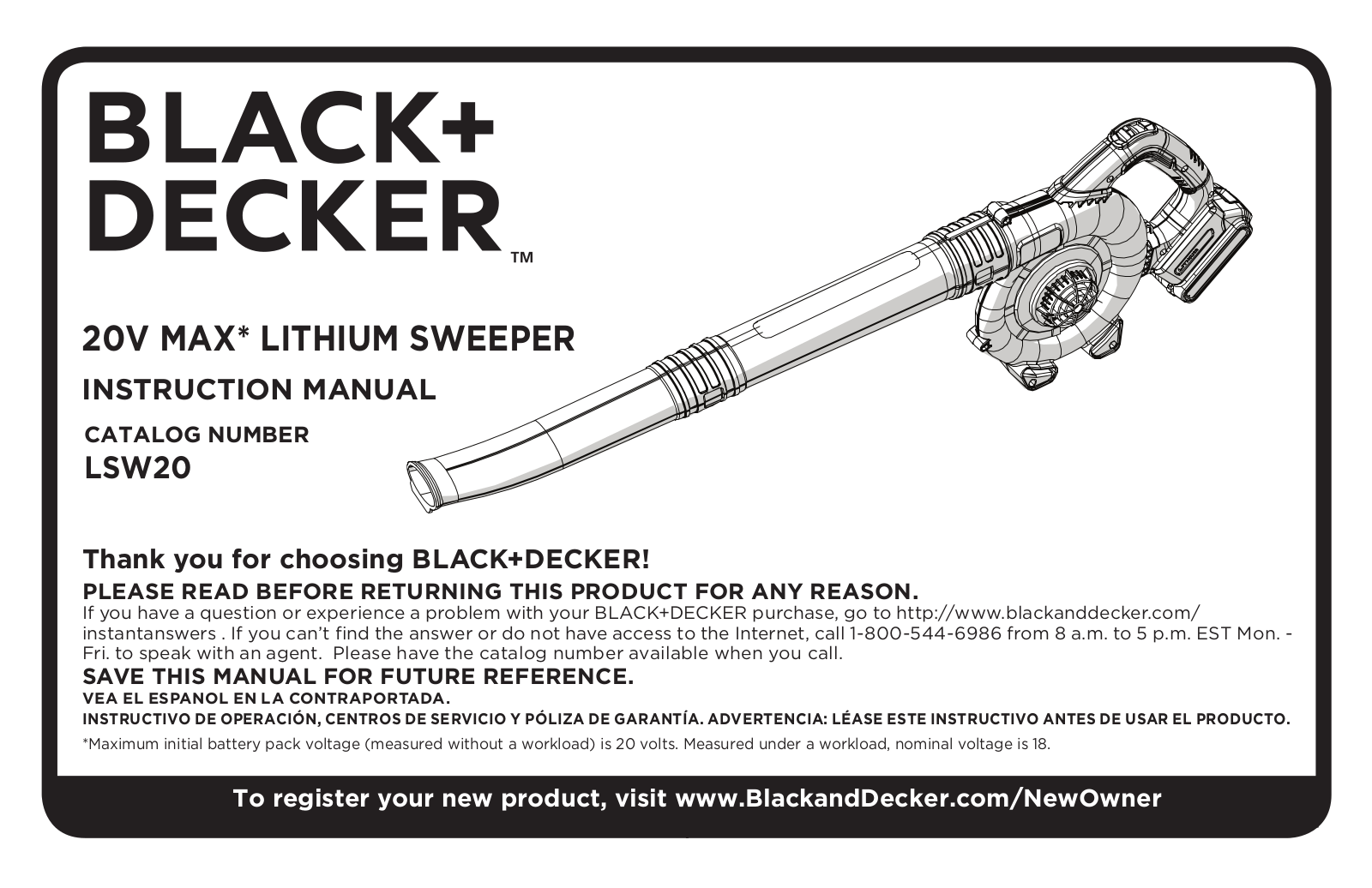 Black & Decker LSW20 User Manual