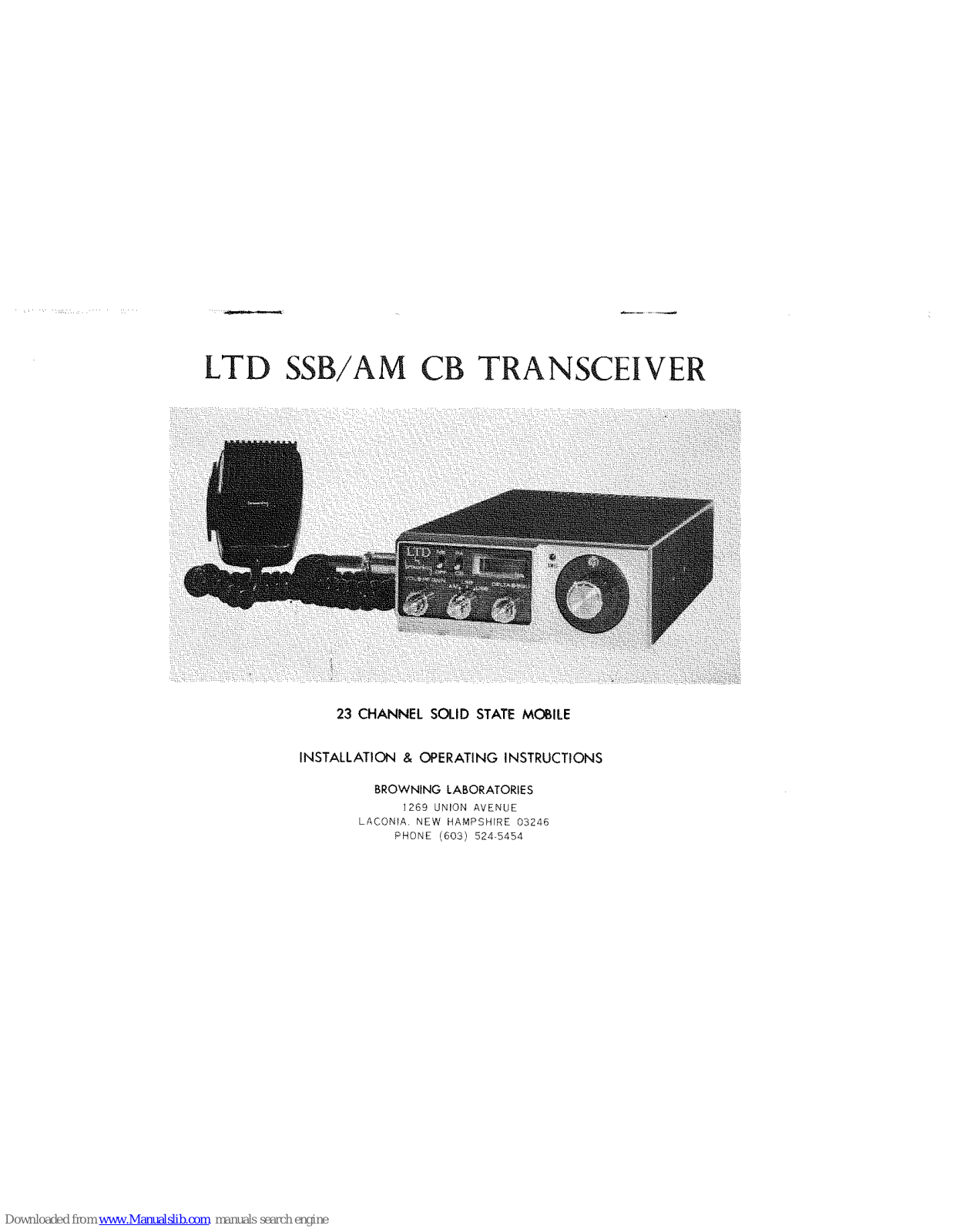 Browning LTD Installation And Operating Insctructions