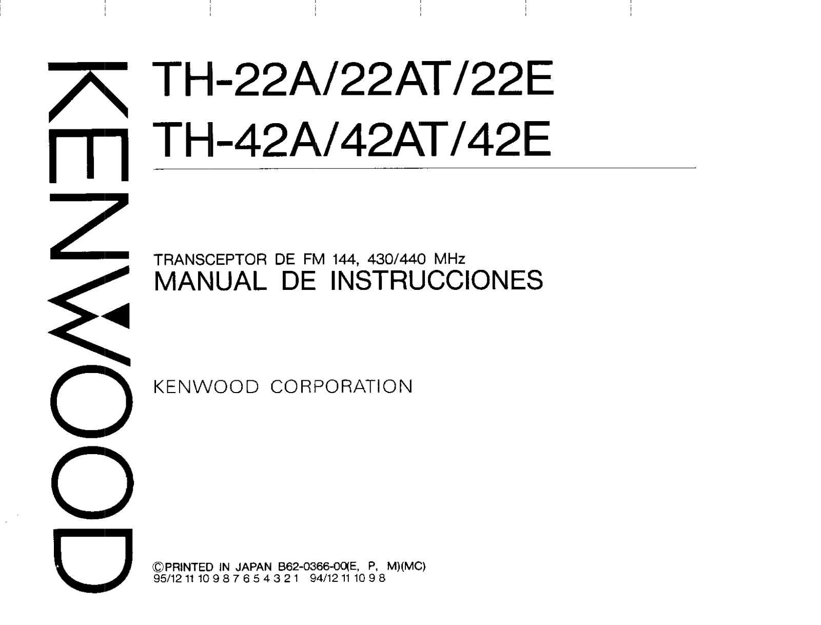 Kenwood TH42E, TH42AT, TH42A, TH22AT, TH22A User Manual