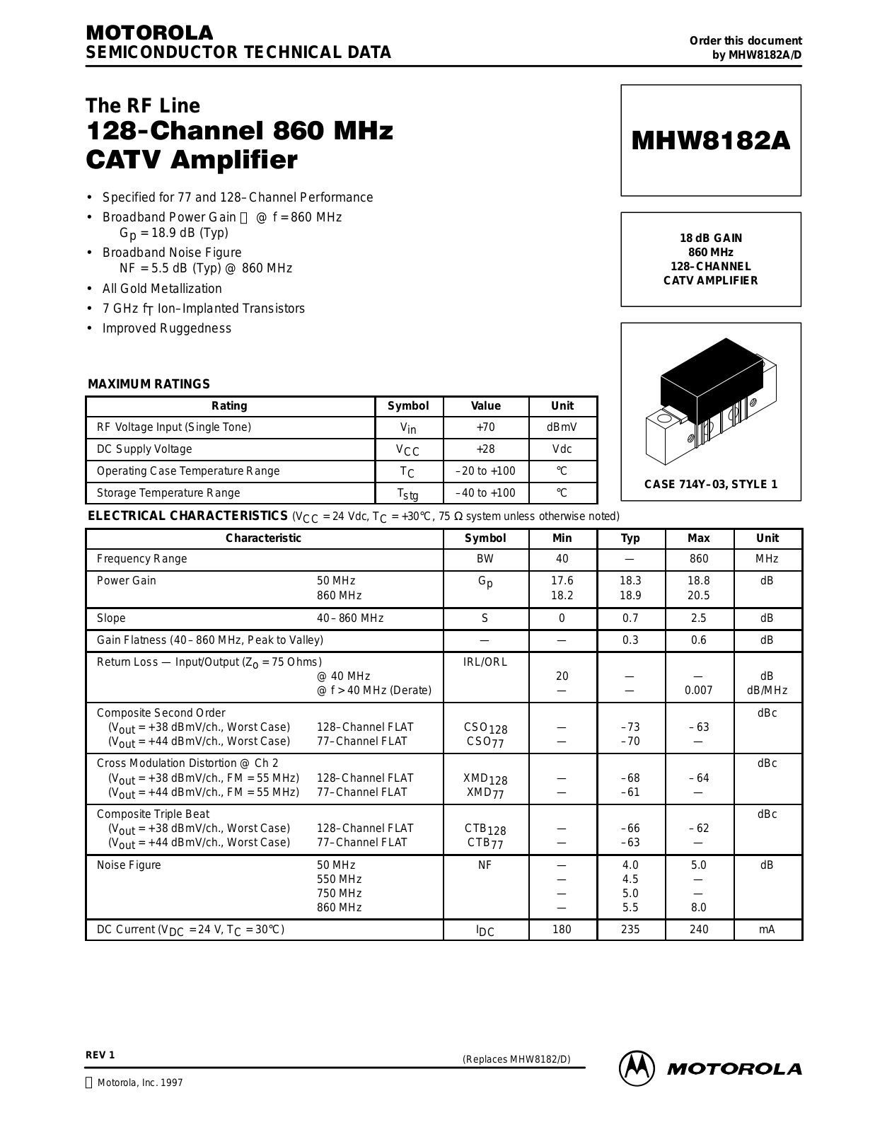 Motorola MHW8182A Datasheet