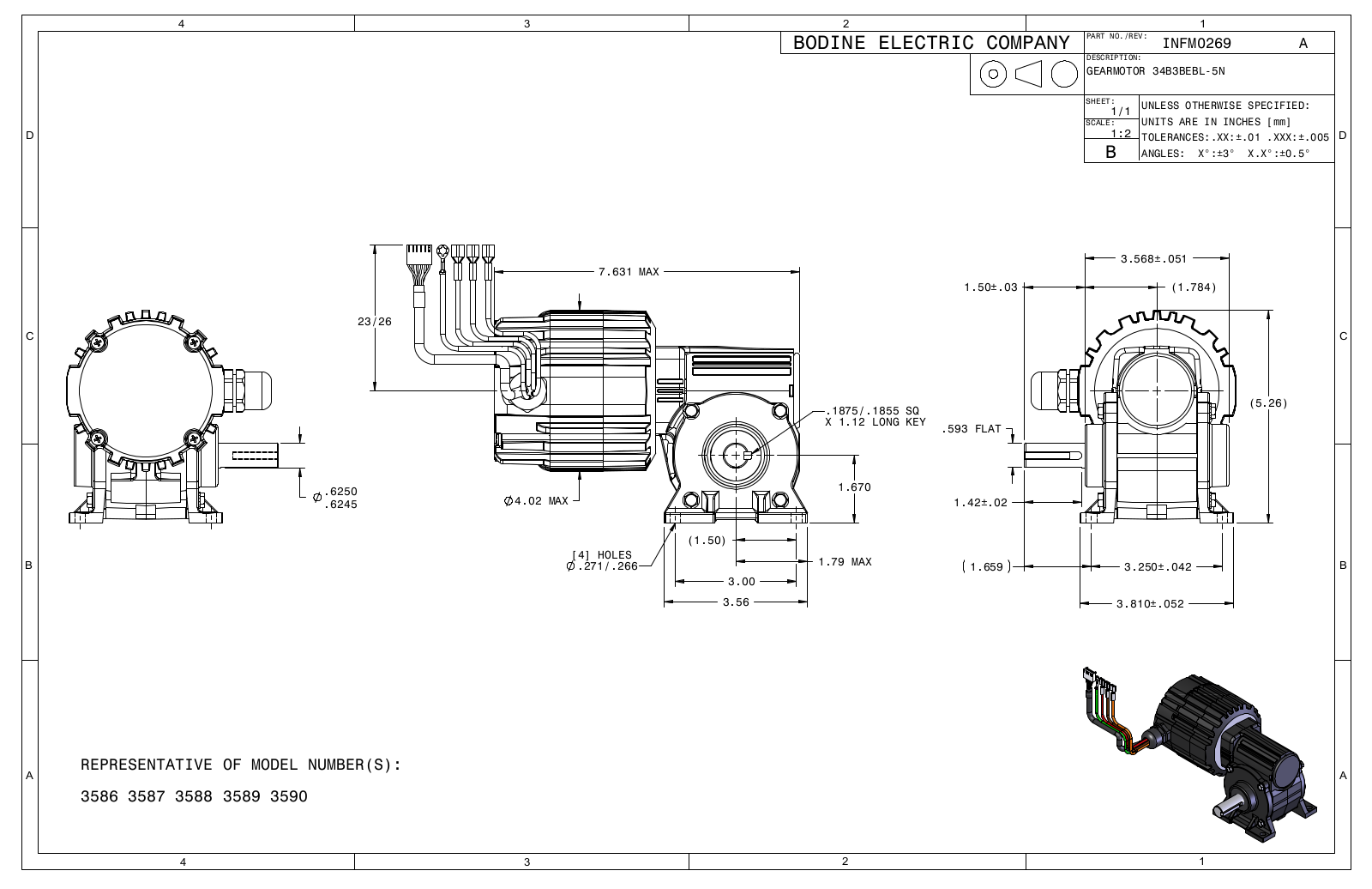 Bodine 3586, 3587, 3588, 3589, 3590 Reference Drawing