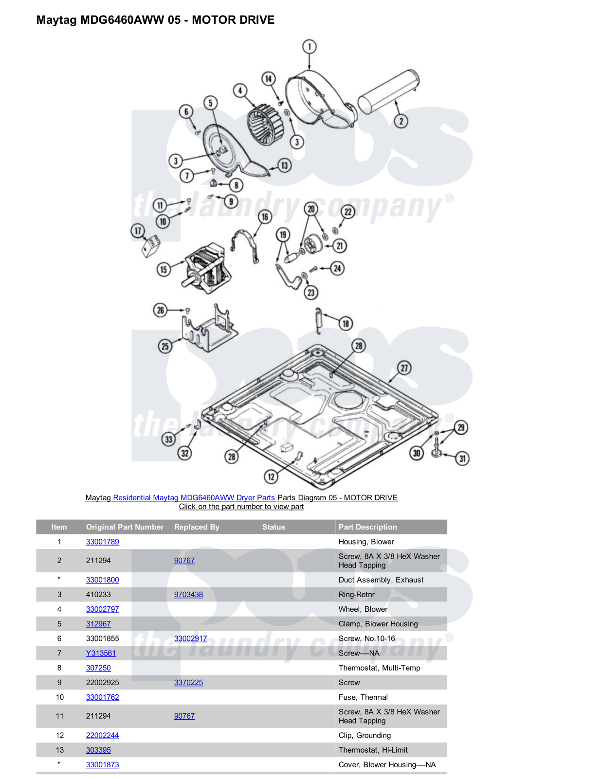 Maytag MDG6460AWW Parts Diagram