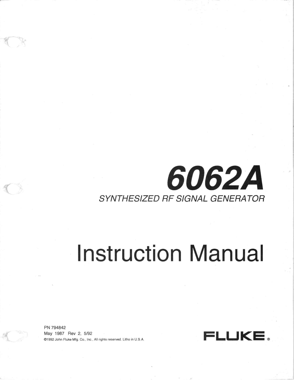 Fluke 6062A Service manual