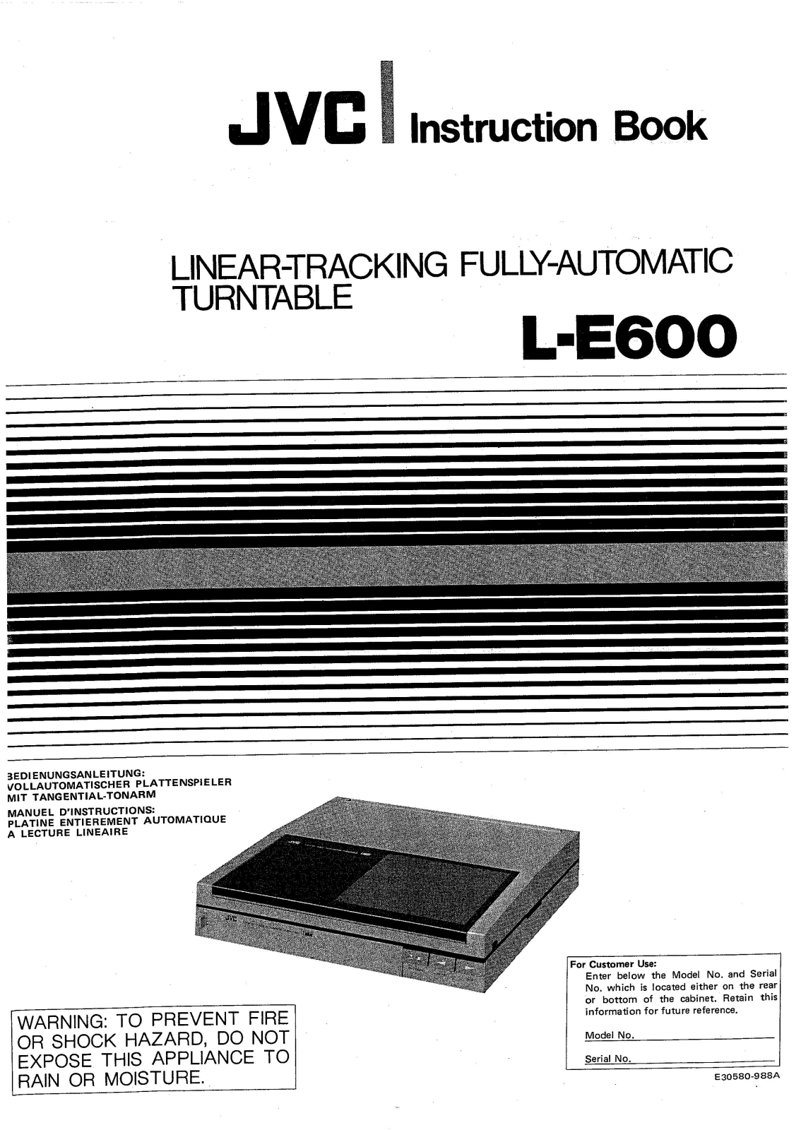 Jvc L-E600 Owners Manual