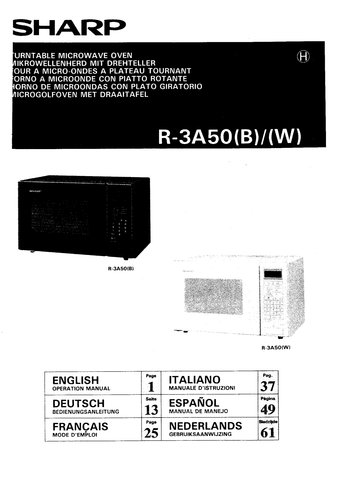 SHARP R-3A50 User Manual