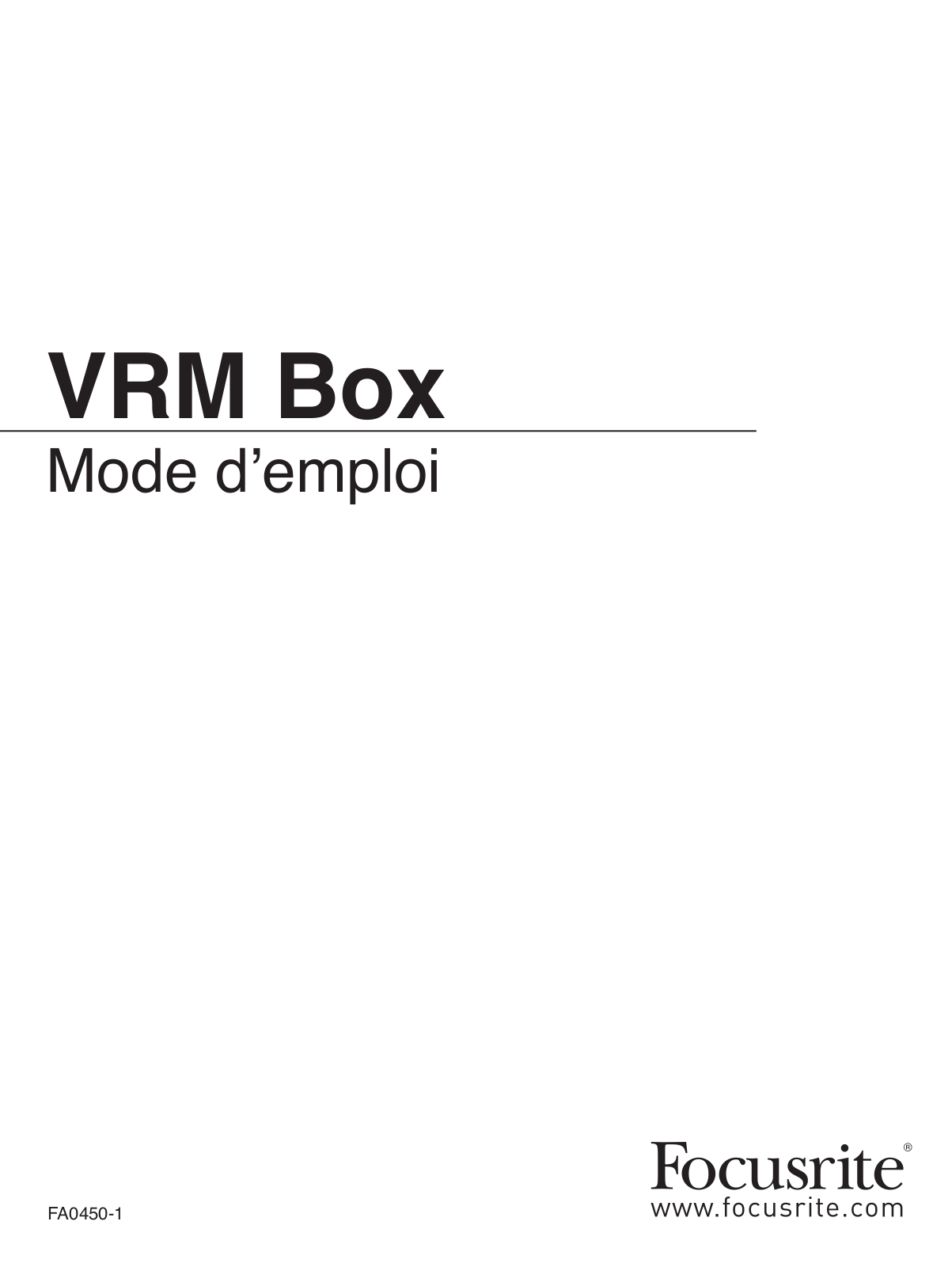 FOCUSRITE VRM BOX User Manual