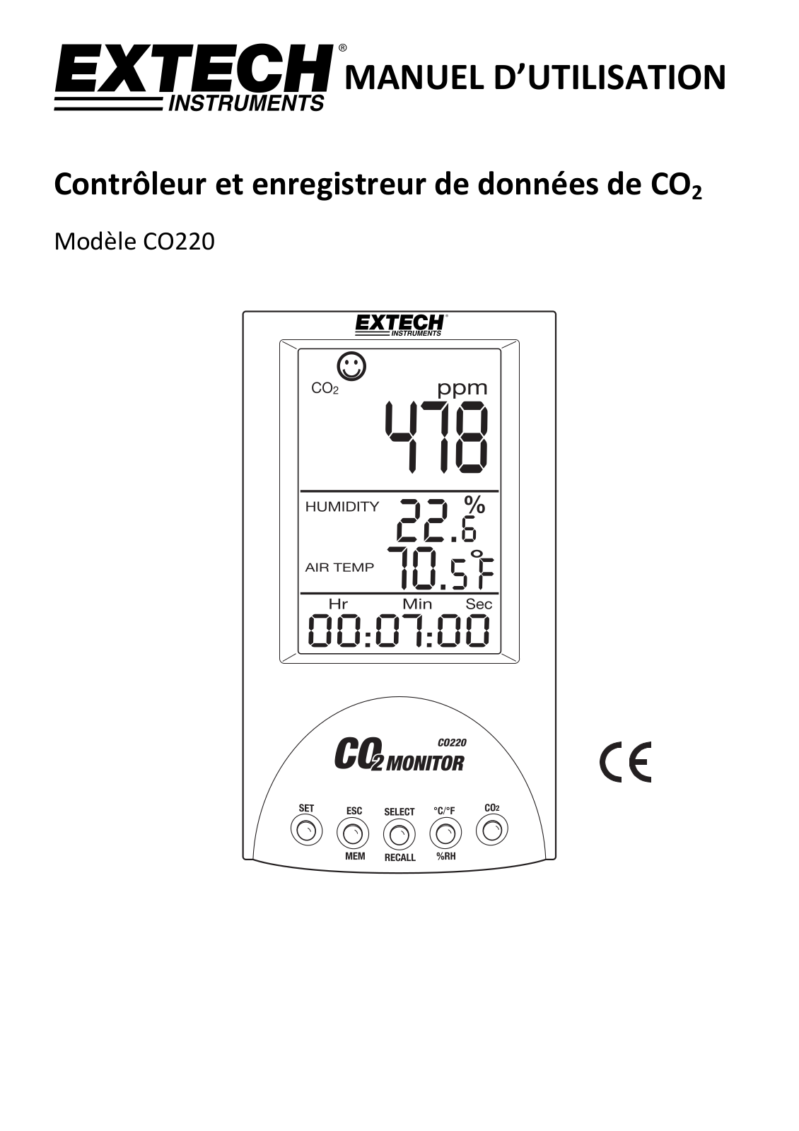 Extech CO220 User guide