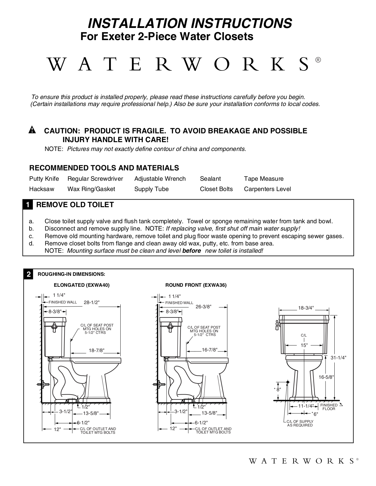 Waterworks Exeter Installation Instructions - ManualMachine.com