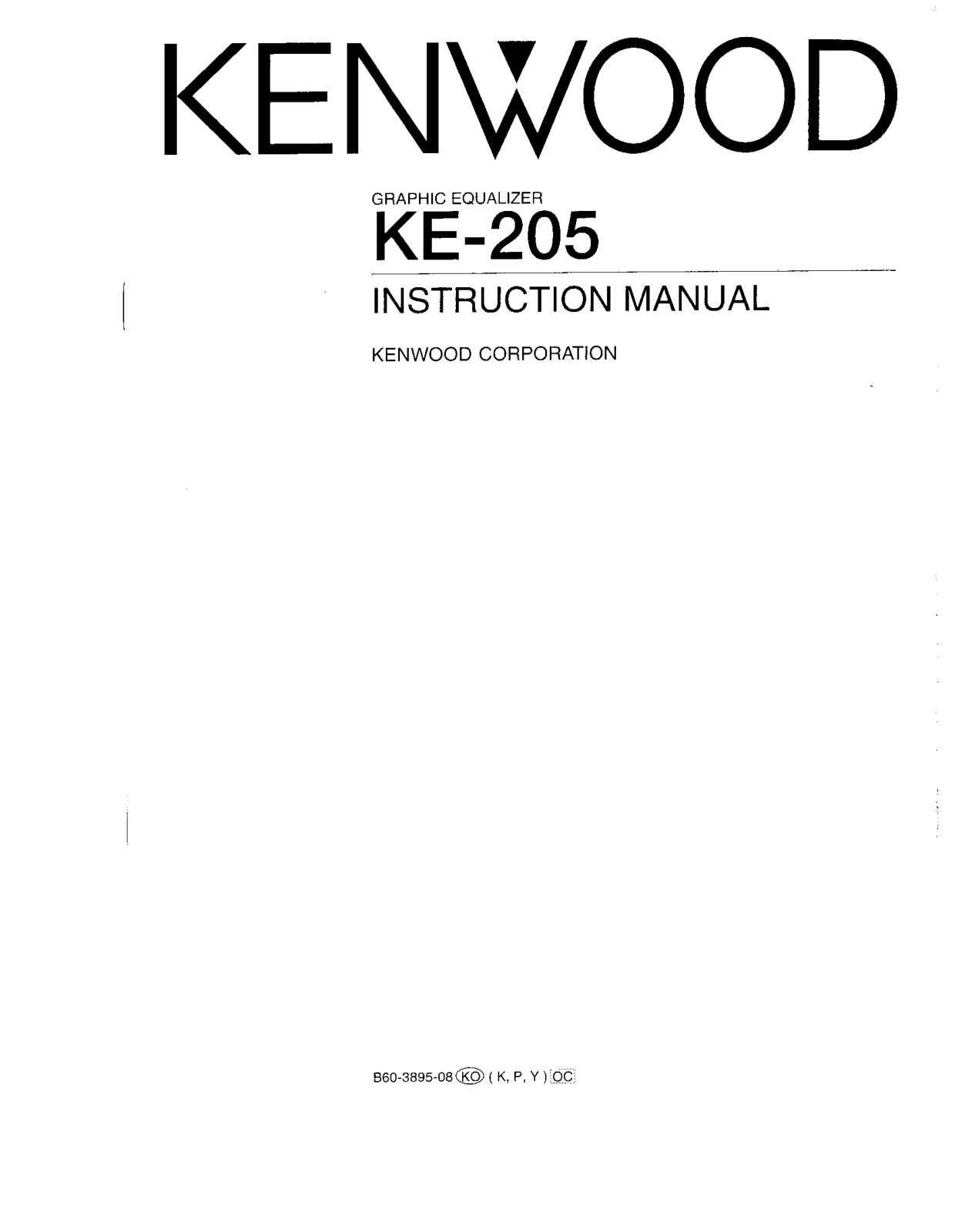 Kenwood KE-205 Owner's Manual
