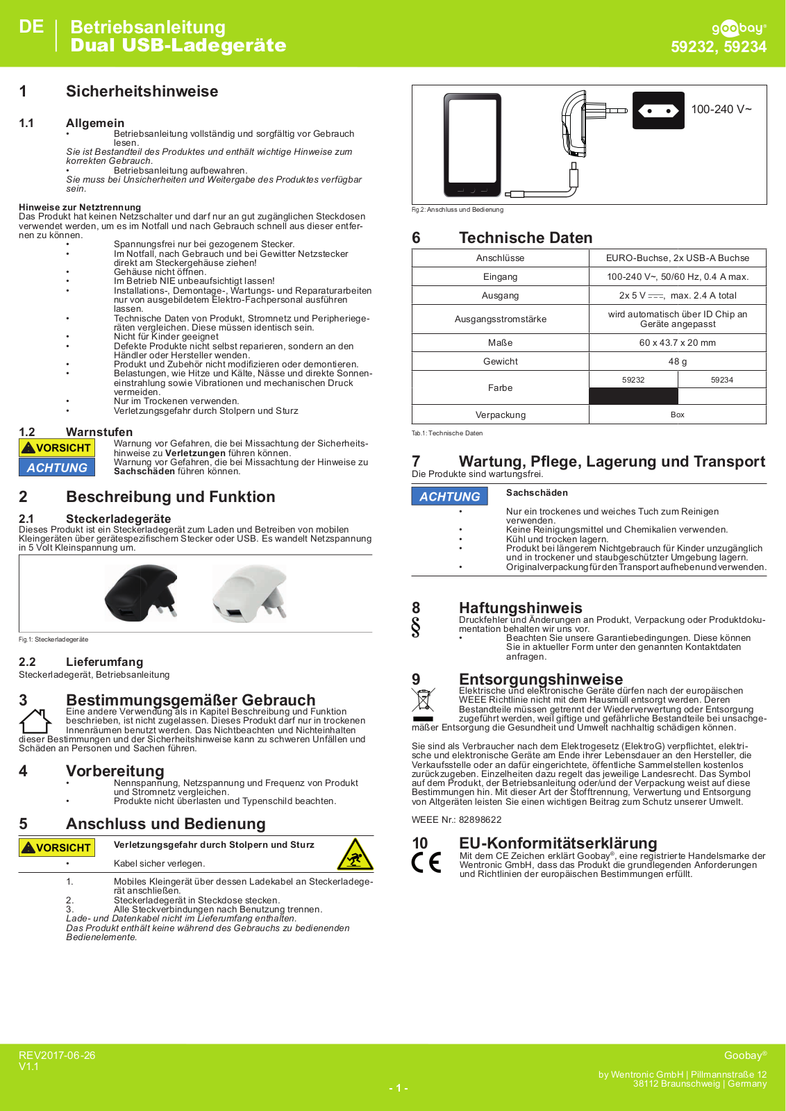 Goobay 59232, 59234 User manual