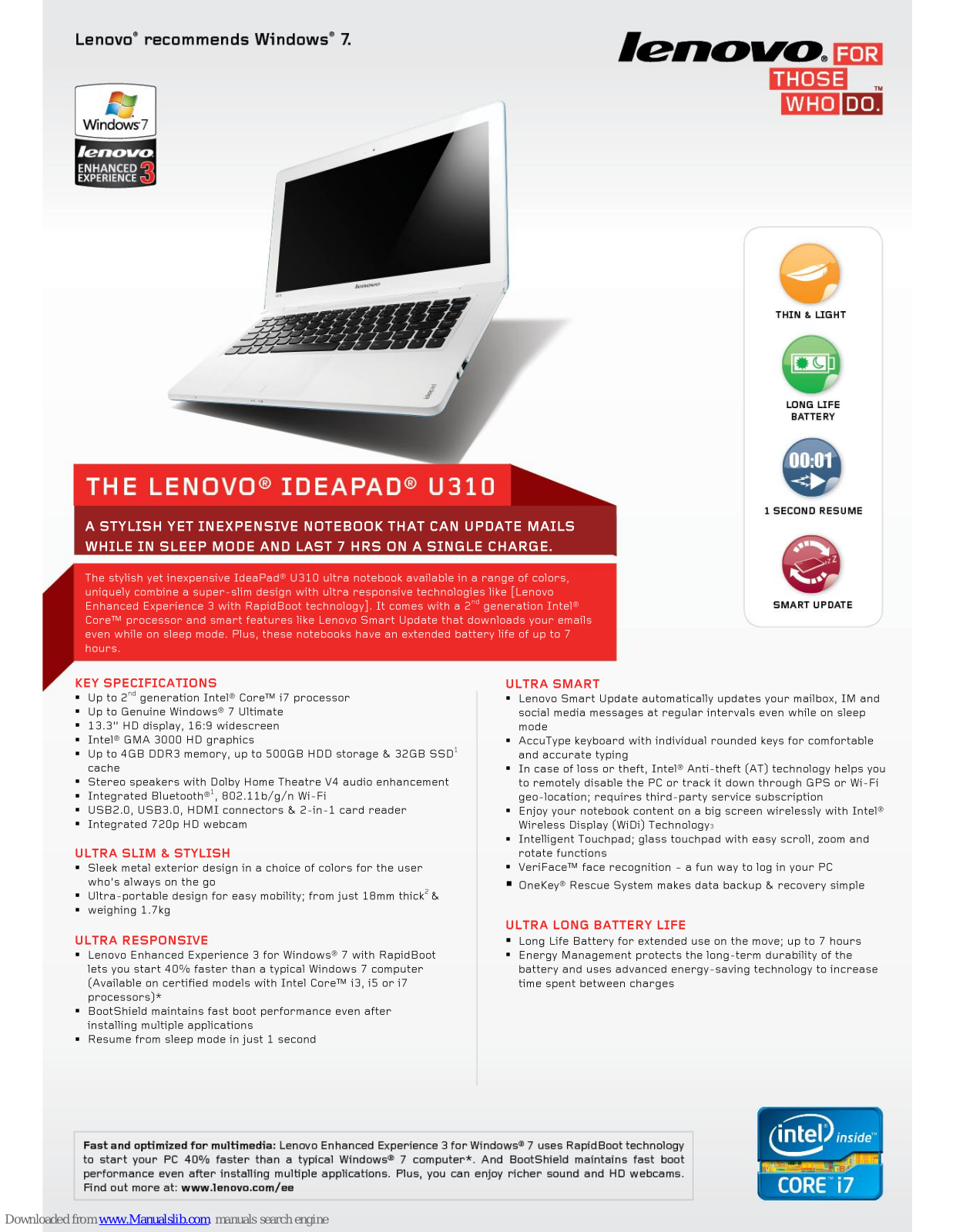 Lenovo 43752BU, IDEAPAD U310 User Manual