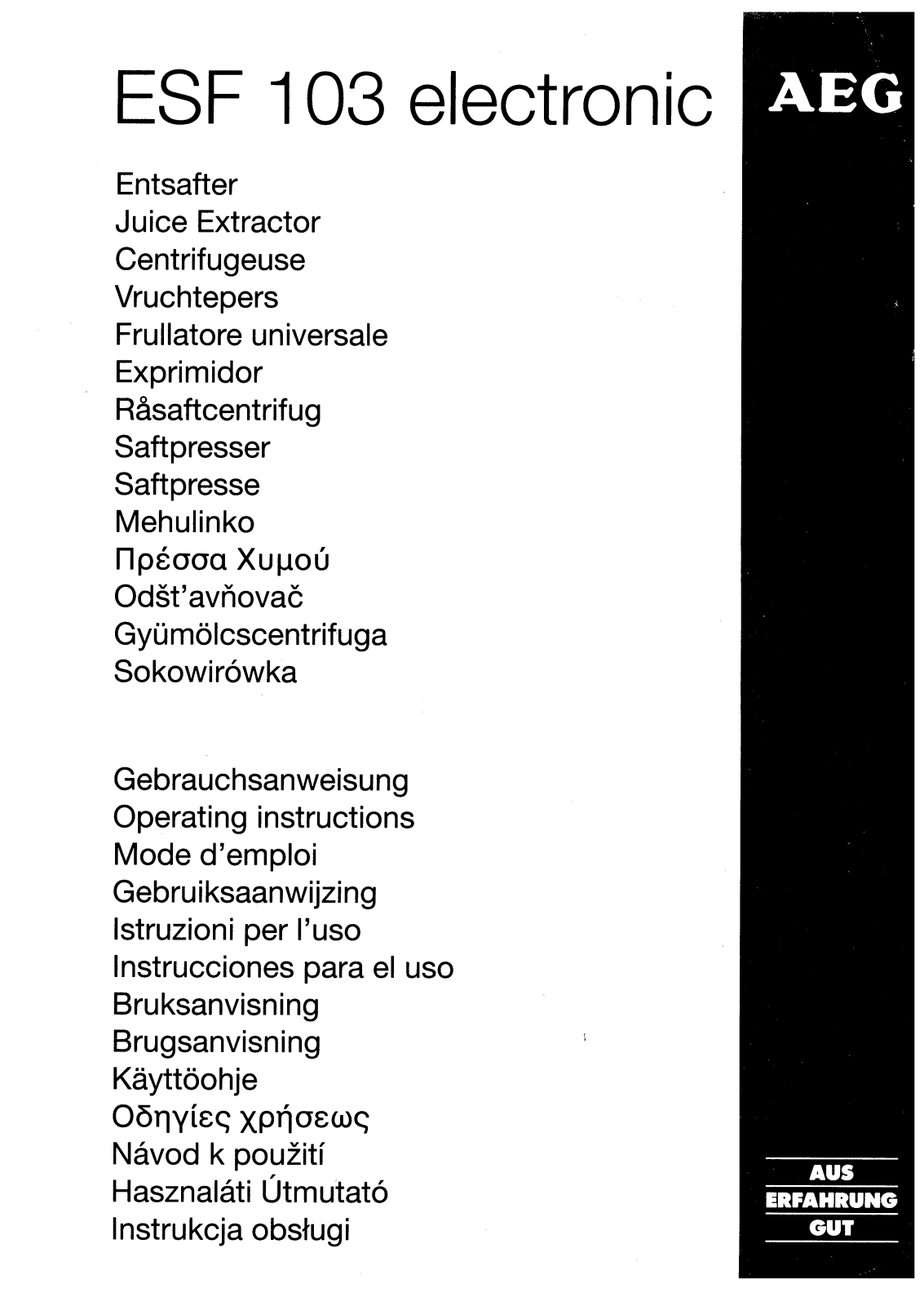 AEG-Electrolux ESF103 User Manual