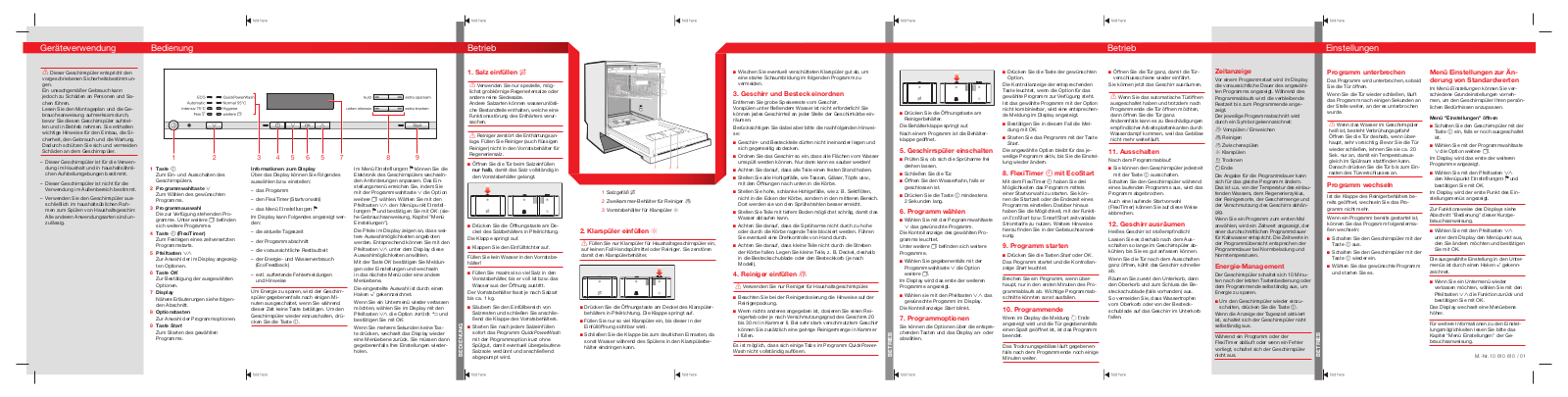 Miele G 6820, G 6825 Quick user guide