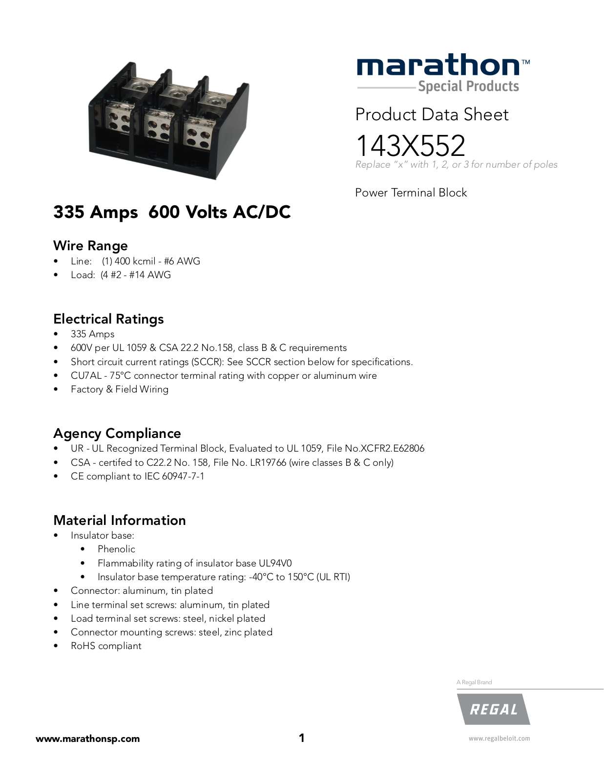 Marathon Special Products 143X552 Data Sheet