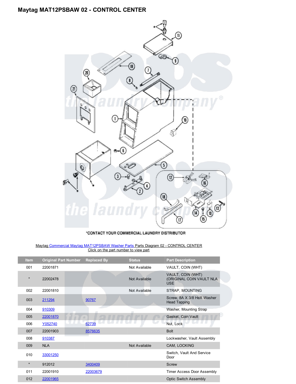 Maytag MAT12PSBAW Parts Diagram