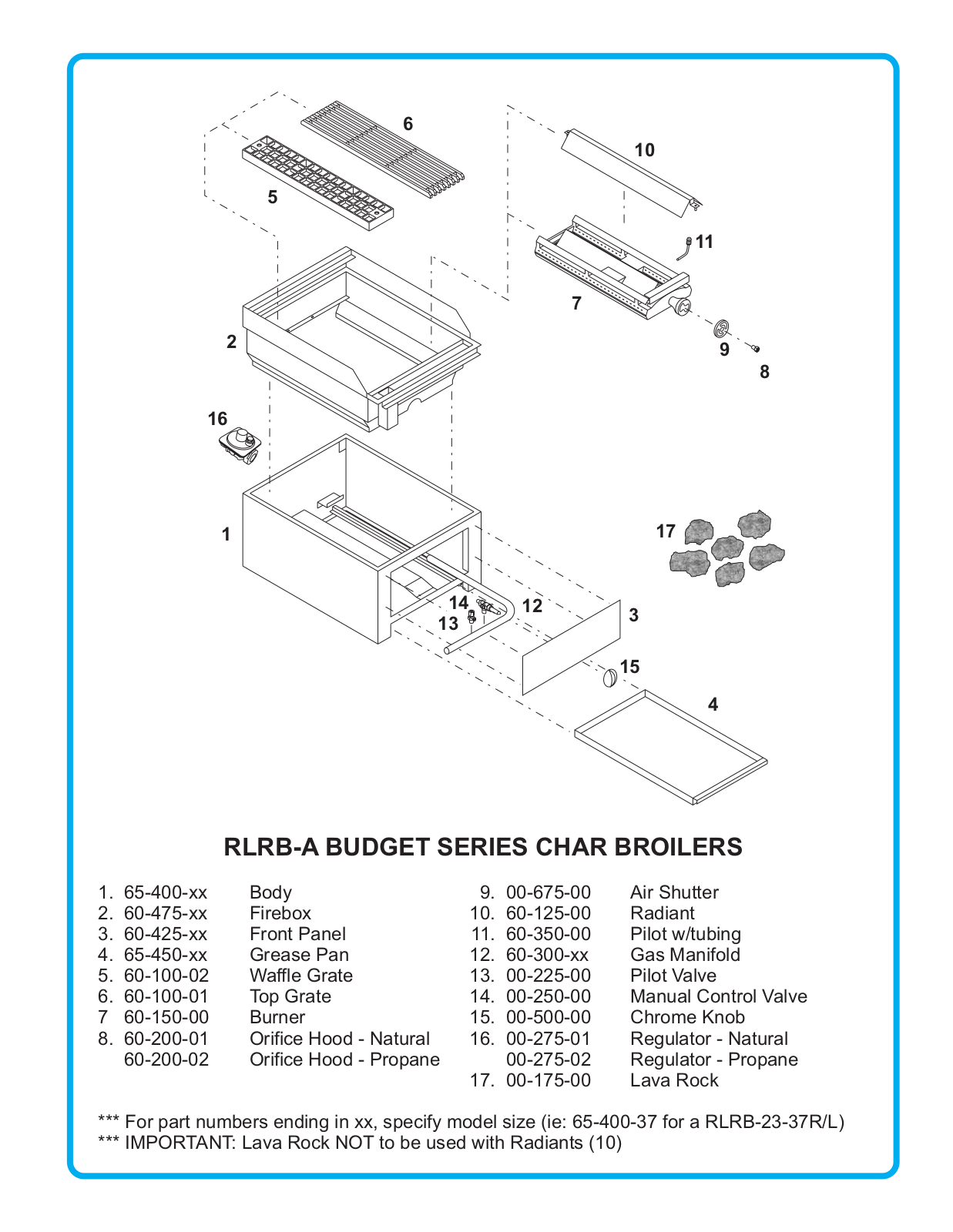 Connerton RLRB-A Parts List