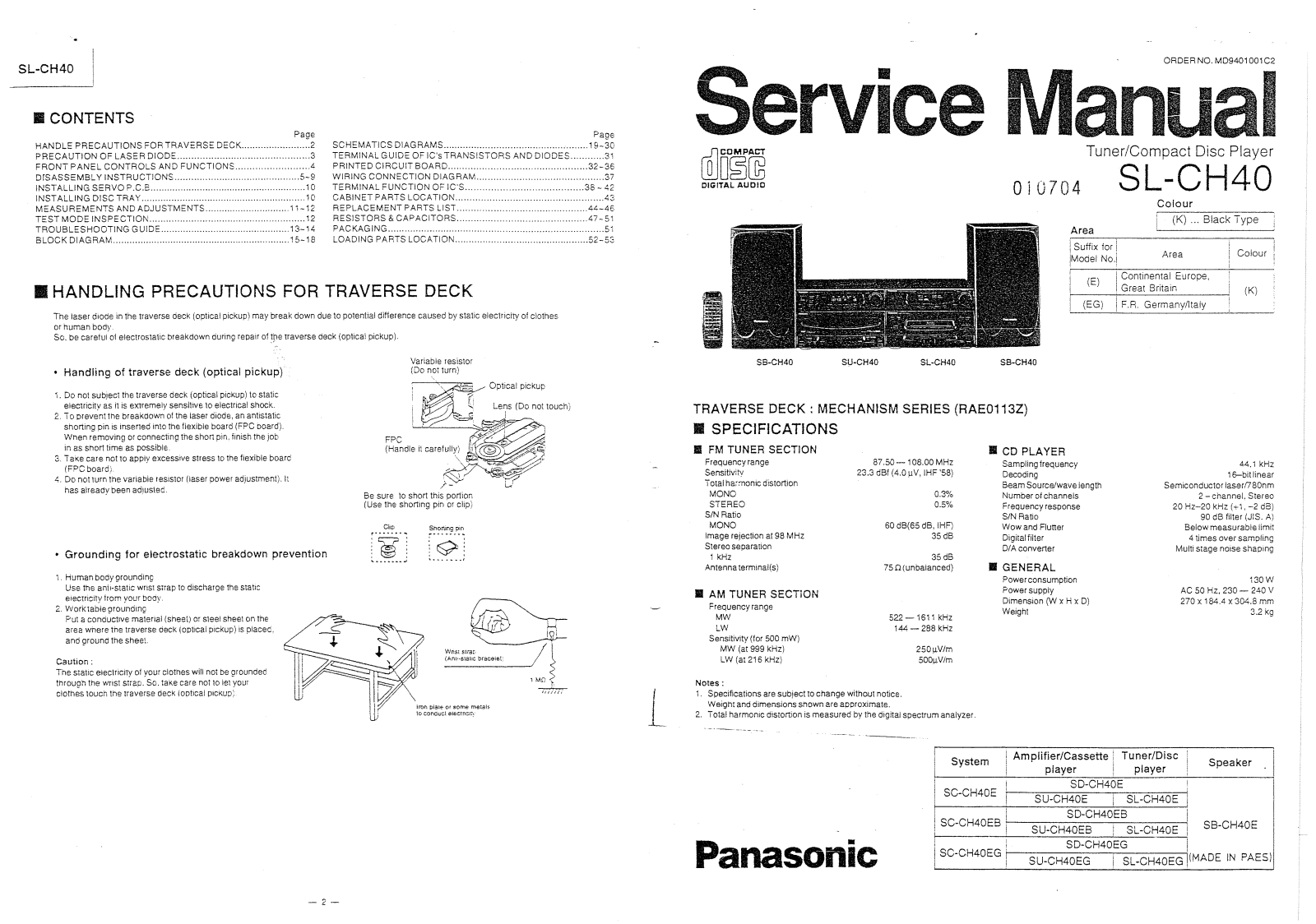 Panasonic SLCH-40 Service manual