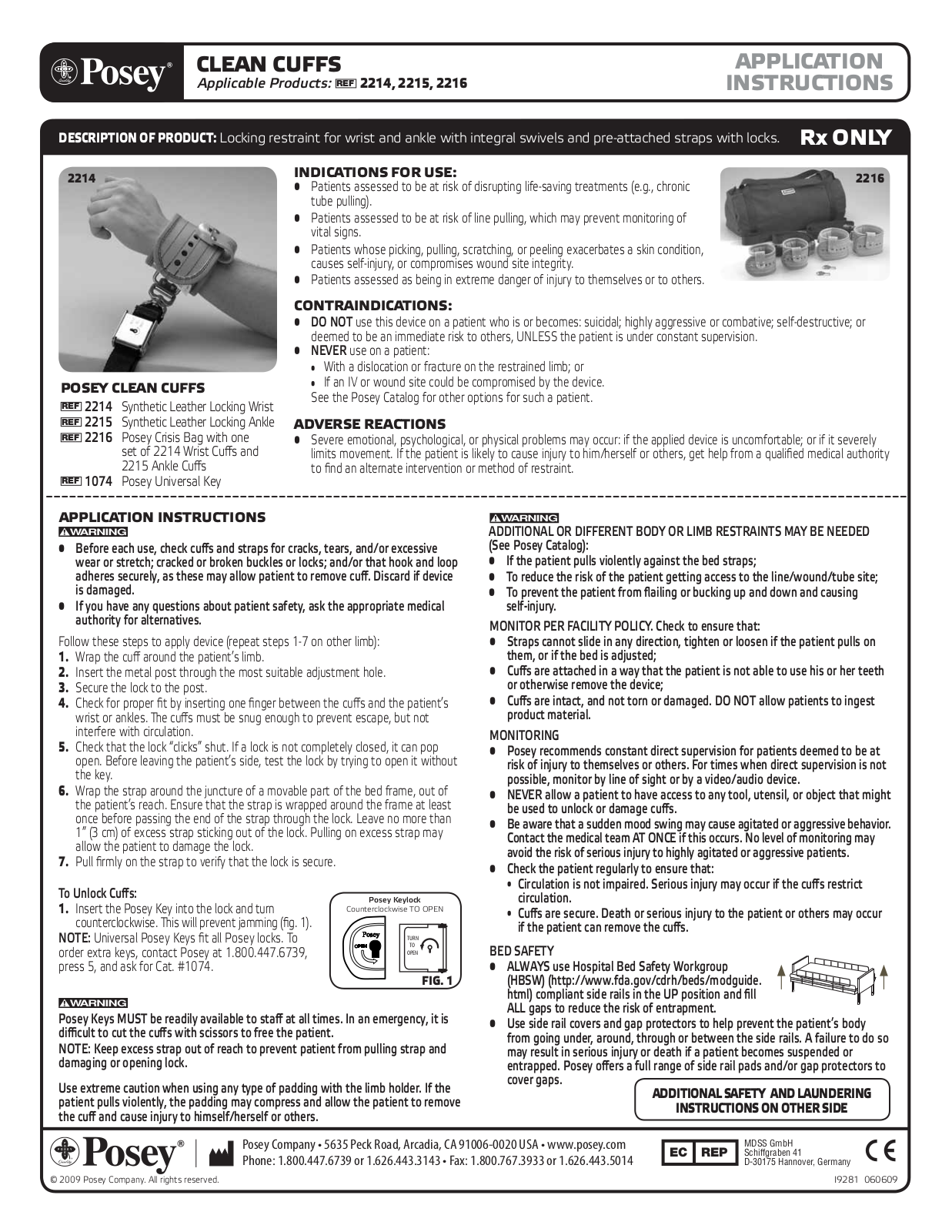 Posey Clean Cuffs User Manual