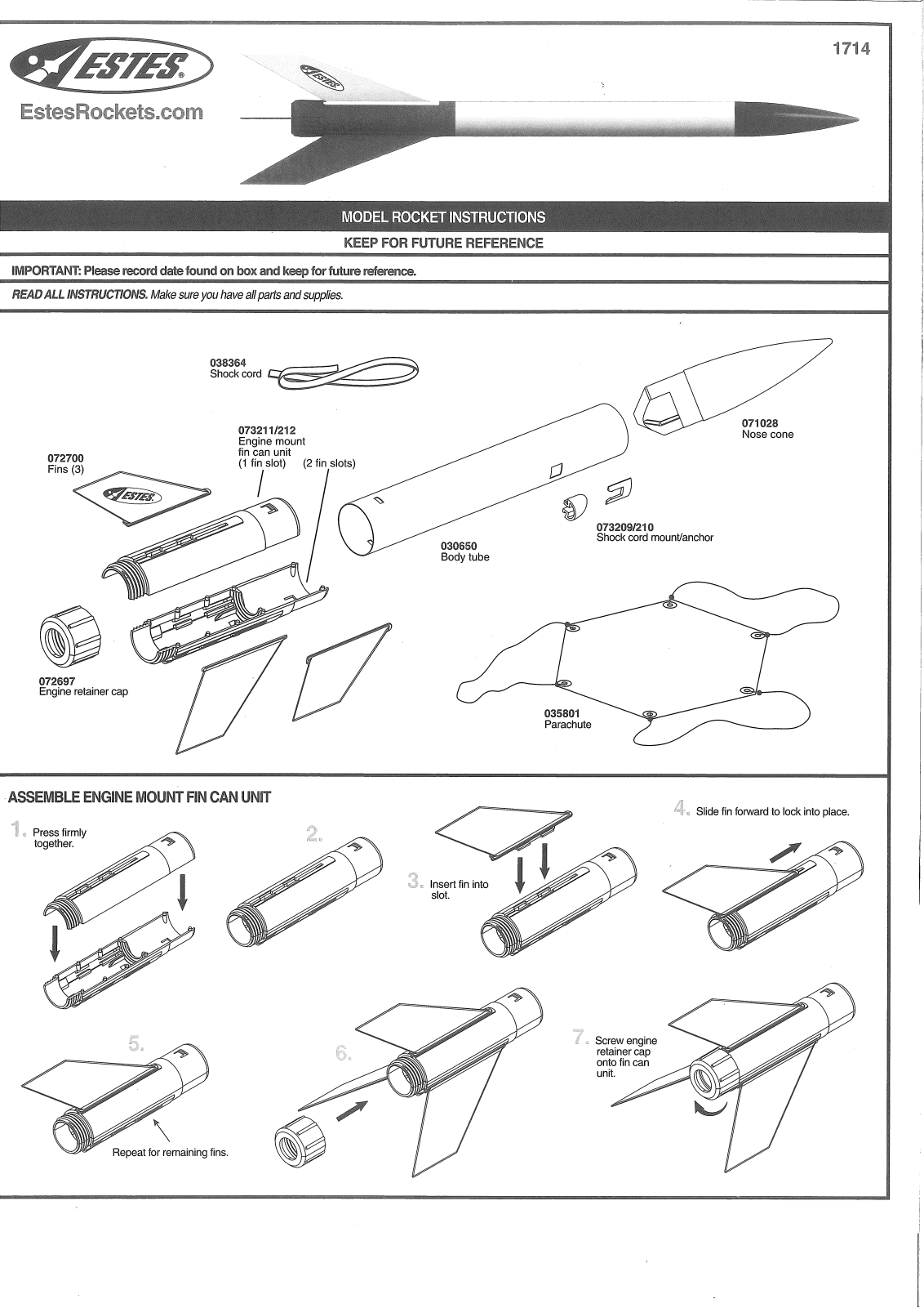 Estes 1714 User guide - ManualMachine.com