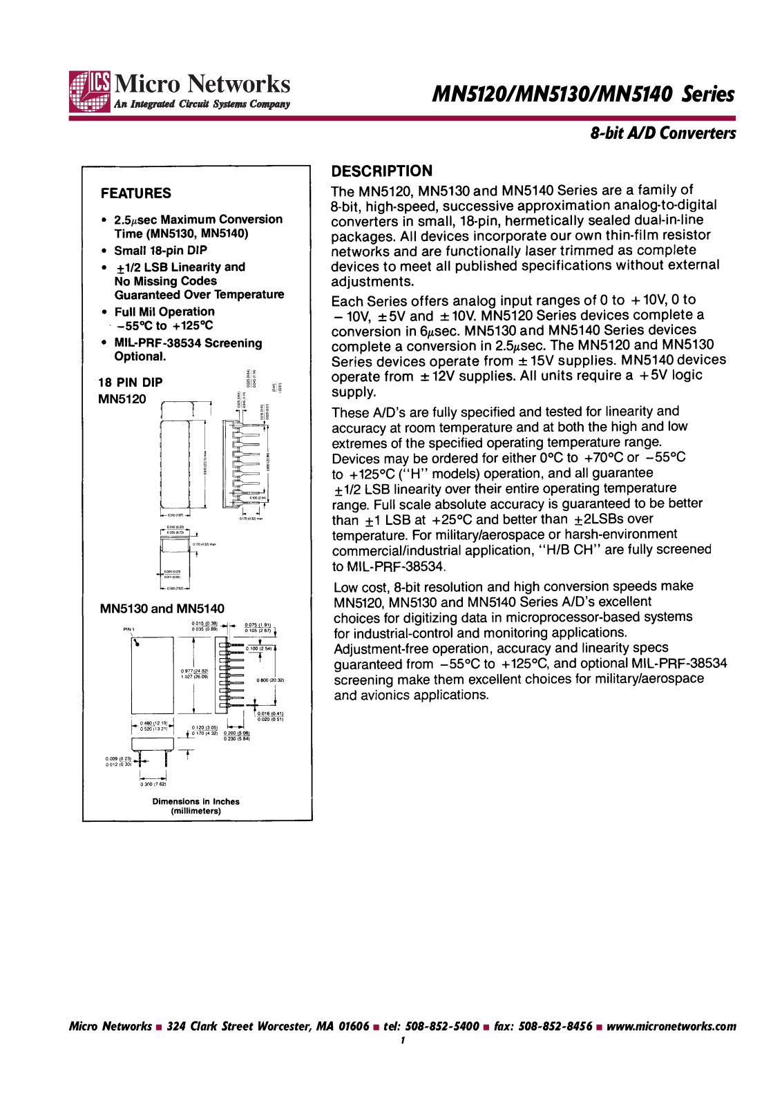 Micronetworks MN5130, MN5130H, MN5120H-B, MN5120, MN5140H-BCH Datasheet