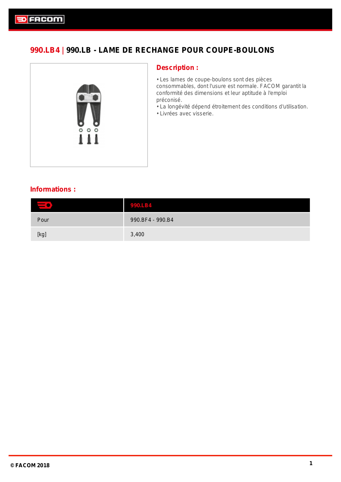 Facom 990.LB4 Specification - ManualMachine.com