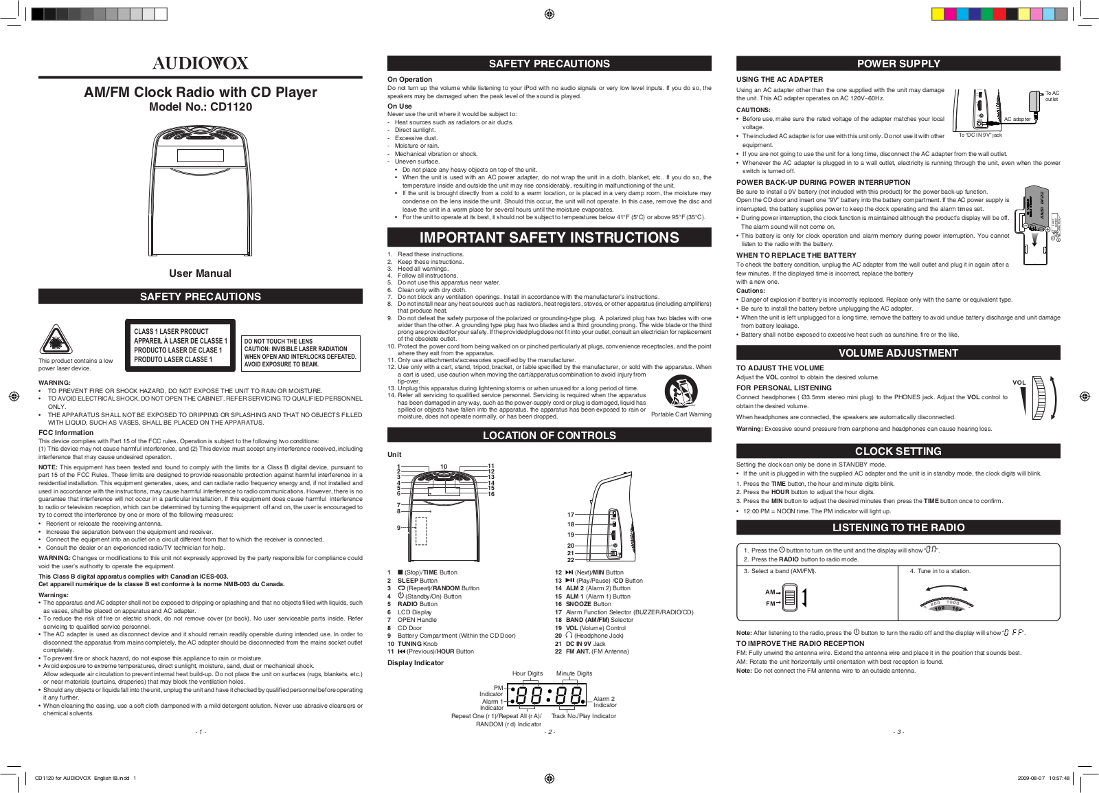 Audiovox CD1120 User Manual